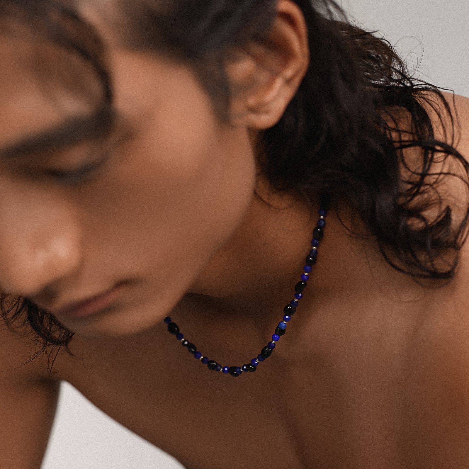 Herren Halskette aus Lapislazuli & Schwarzem Turmalin Herren Halskette VIVIANNASCHMUCK