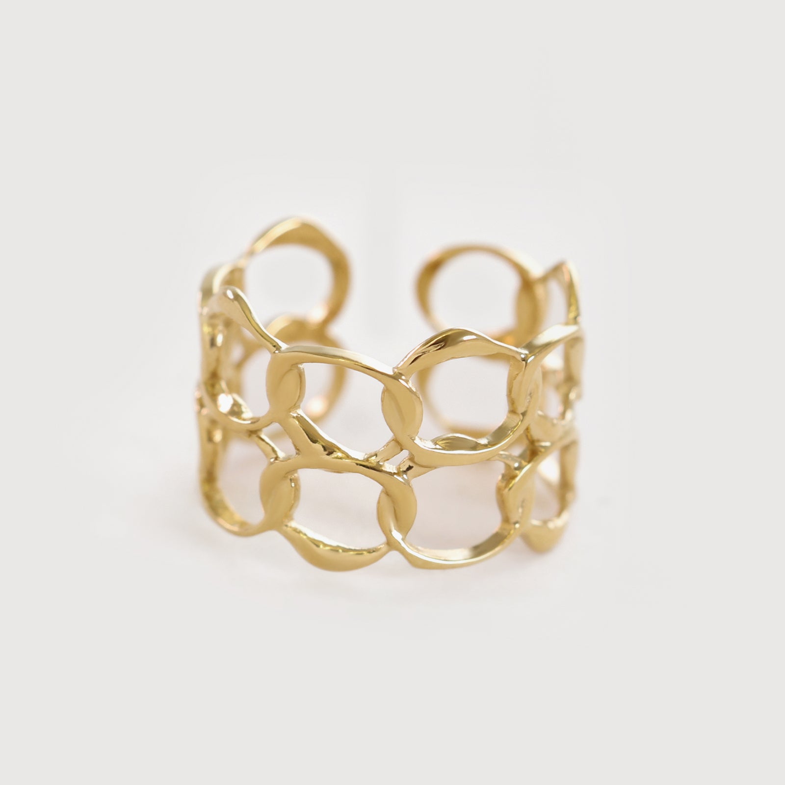 Goldener Ring im Kettendesign – Edelstahl, verstellbar