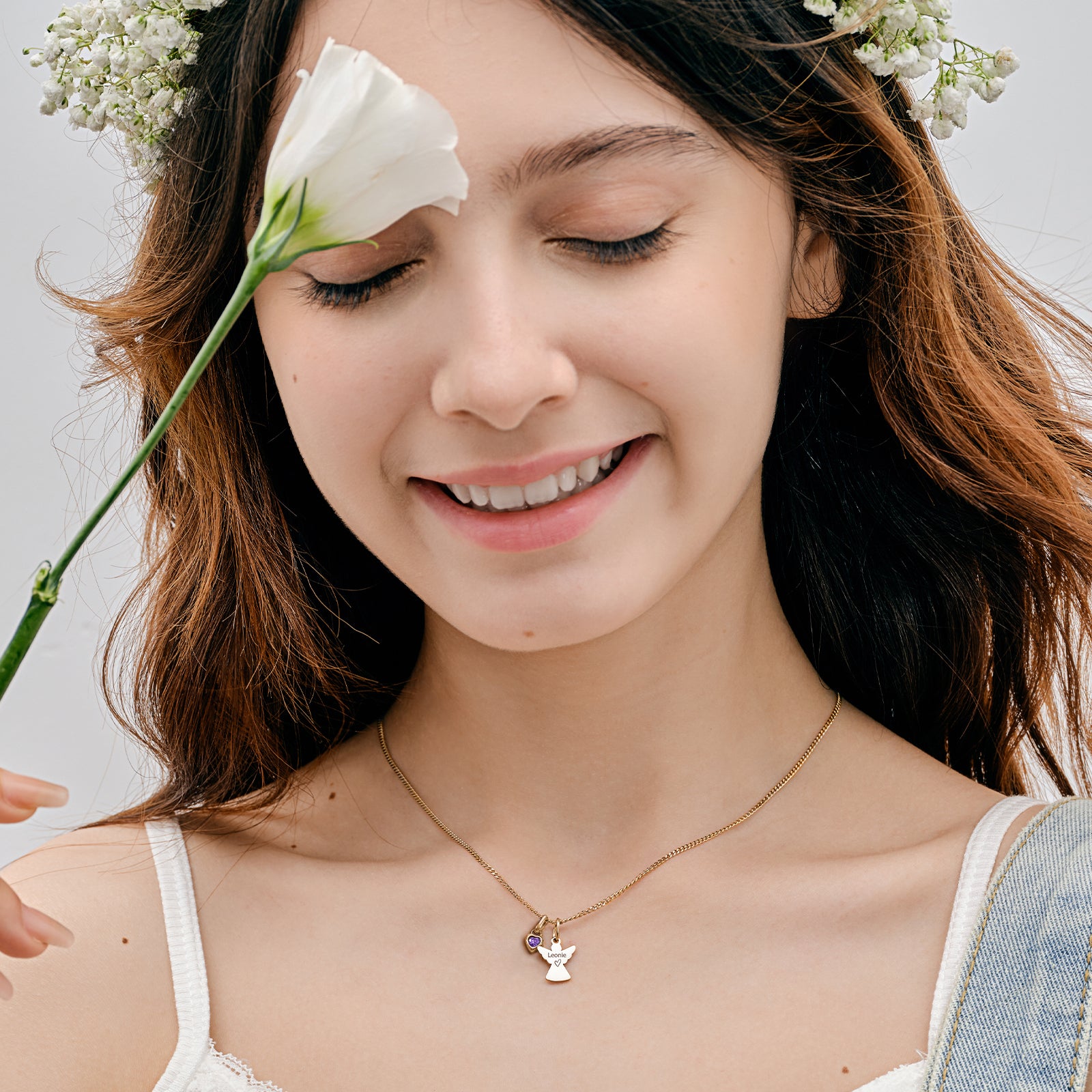 Schutzengel Halskette mit Geburtsstein – Geschenk mit Karte Kinder Halsketten VIVIANNASCHMUCK