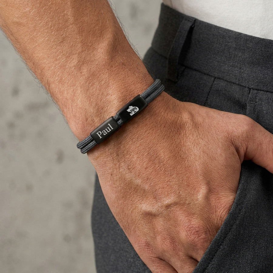 Wasserfestes Herrenarmband mit 2 Gravurperlen