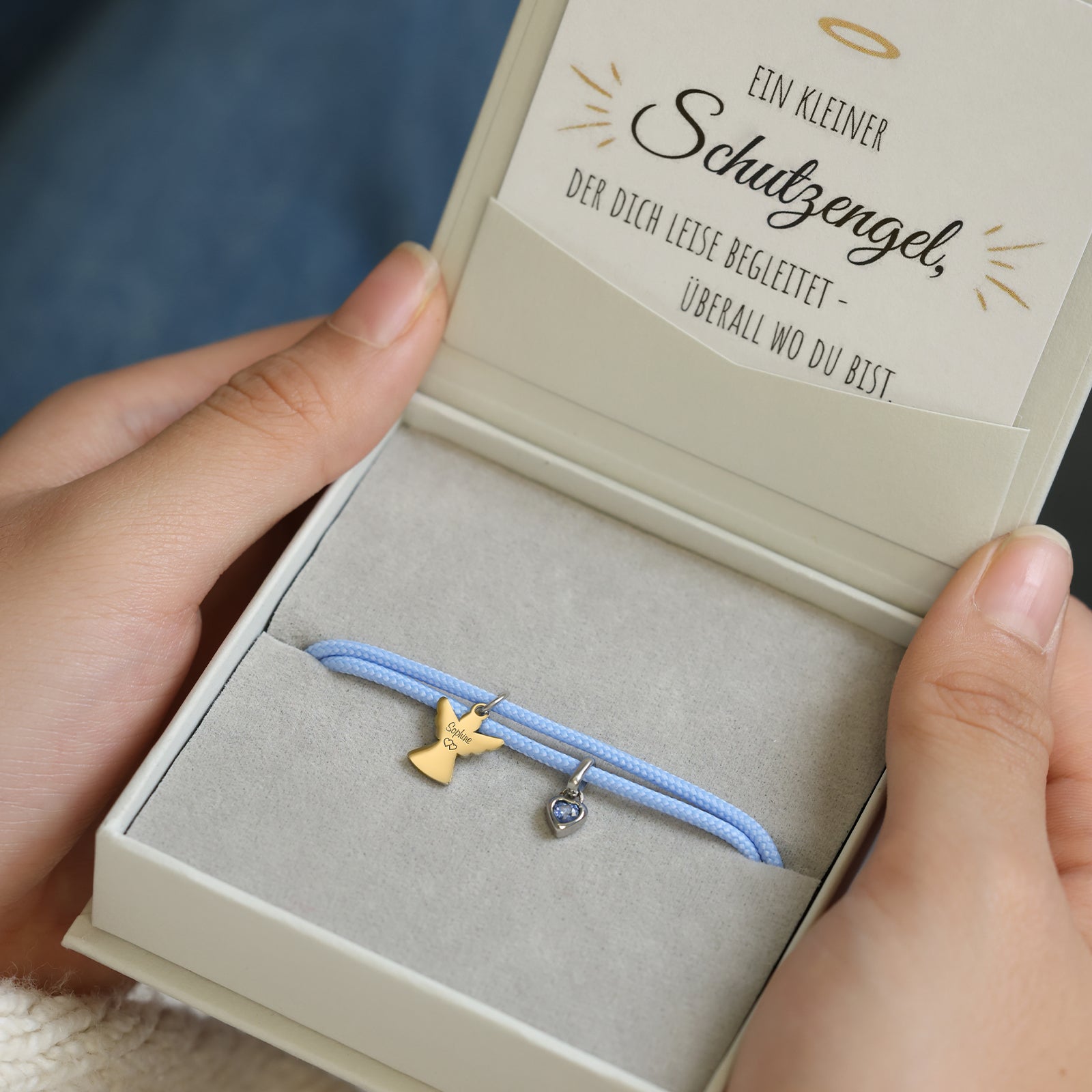 Paracord Armband mit Schutzengel & Geburtsstein – Geschenk mit Karte