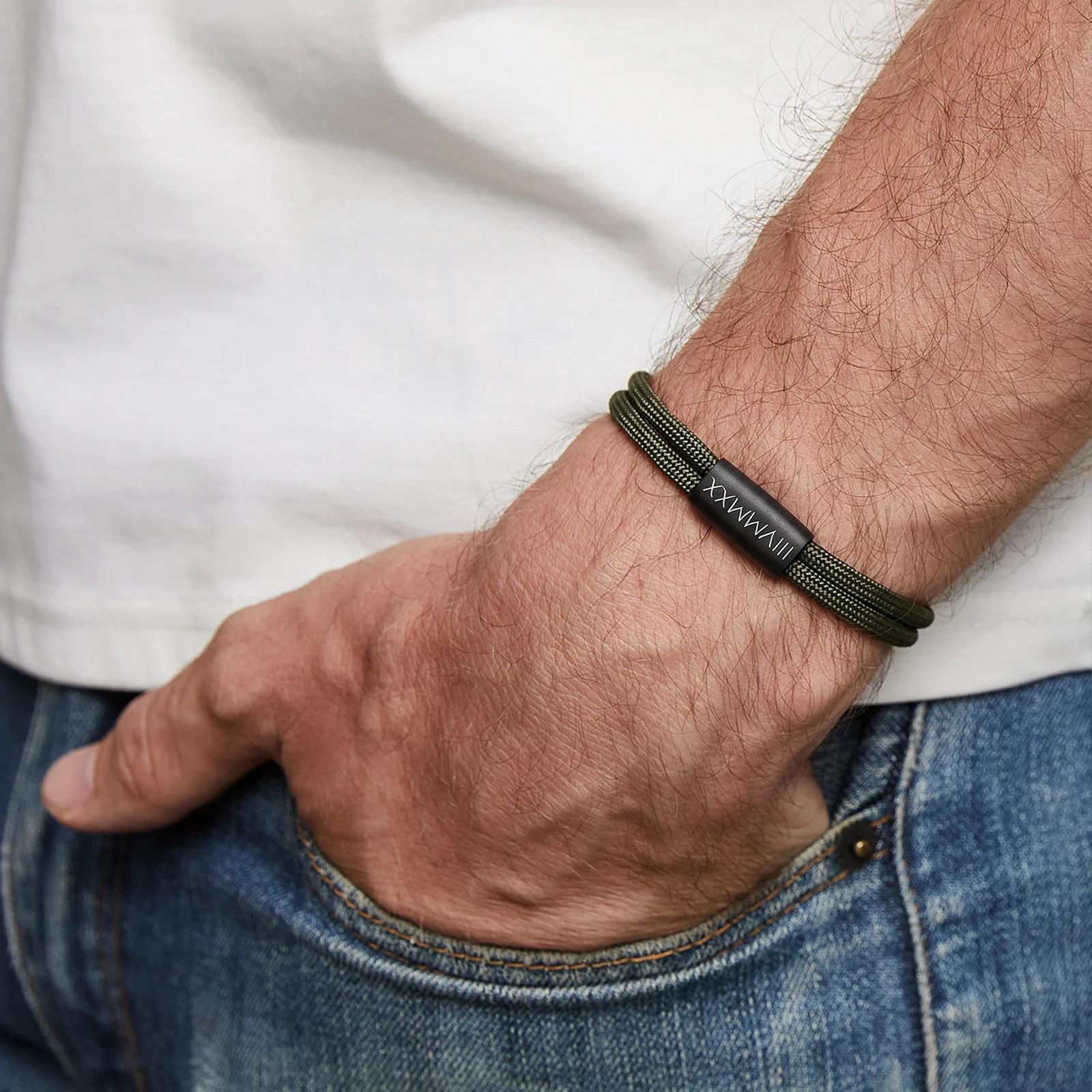 Personalisiertes Segeltau Armband - Geschenk für Papa mit Karte Herren Armband VIVIANNASCHMUCK