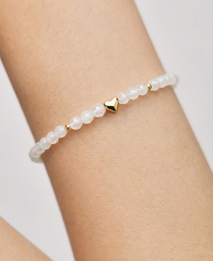 Mondstein-Armband mit Herz - 925er Sterling Silber Damen Armband VIVIANNASCHMUCK