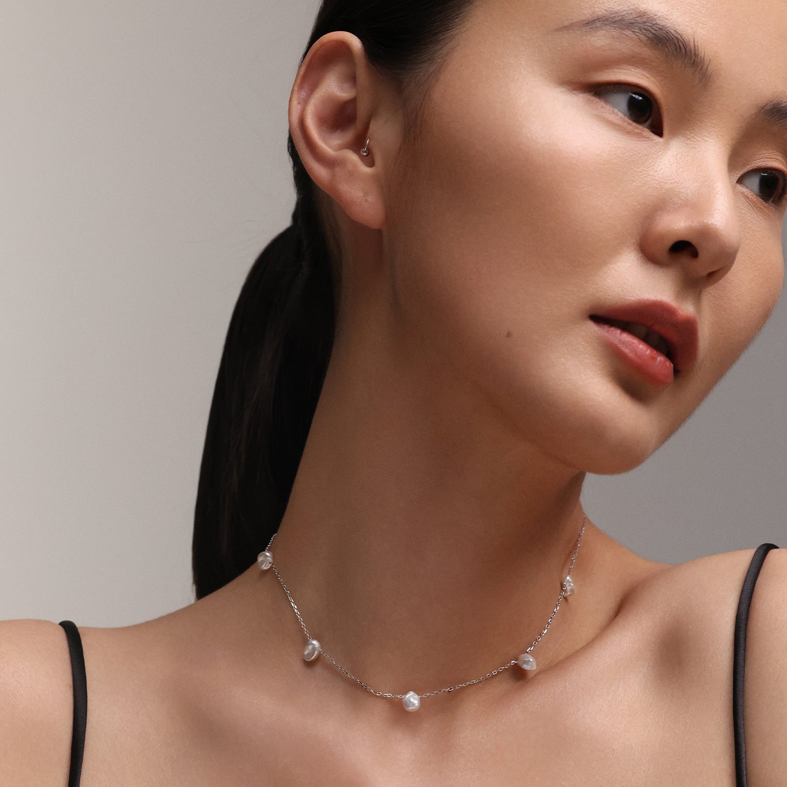 Barockperlen an zarter Silberkette - 925 Sterling Silber