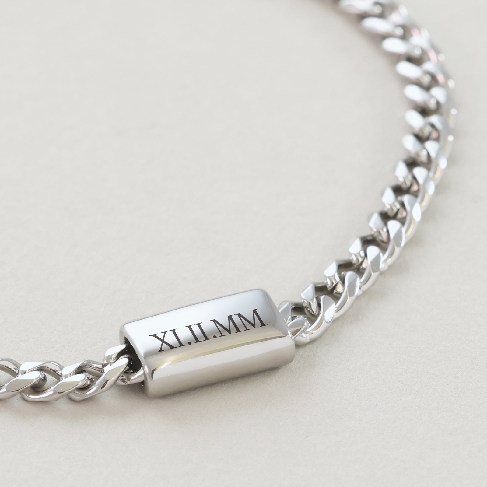 Herren Cuban Armband mit gravierbarer Perle – Edelstahl Herren Armband VIVIANNASCHMUCK