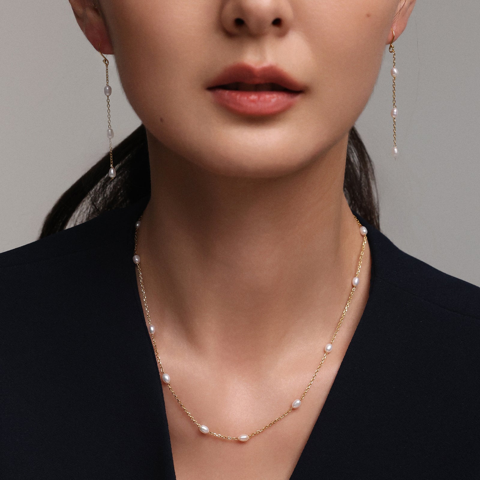 Zarte Kette mit Süßwasserperlen - 925 Sterling Silber Damen Halskette VIVIANNASCHMUCK