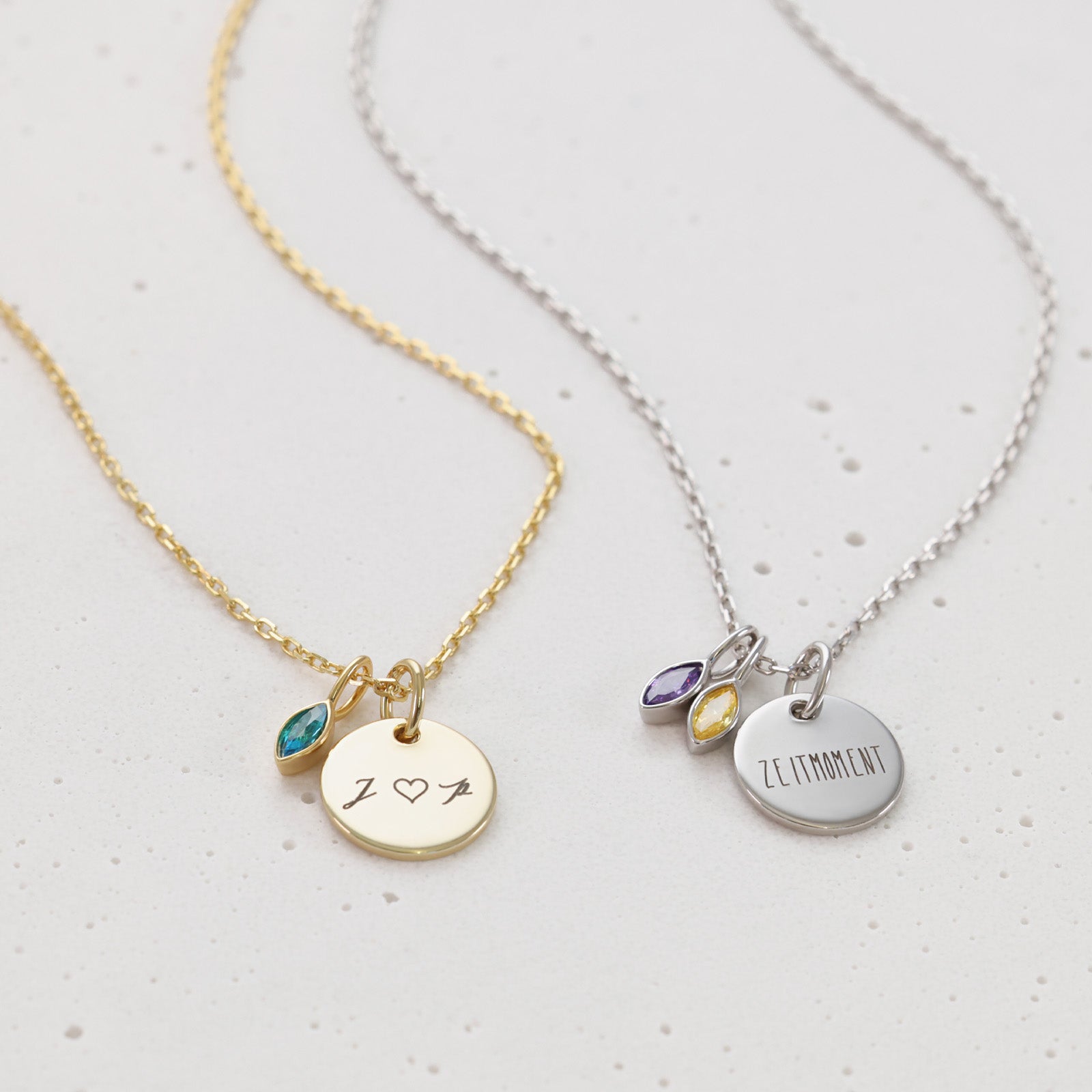 heart zirconia birthstone necklace