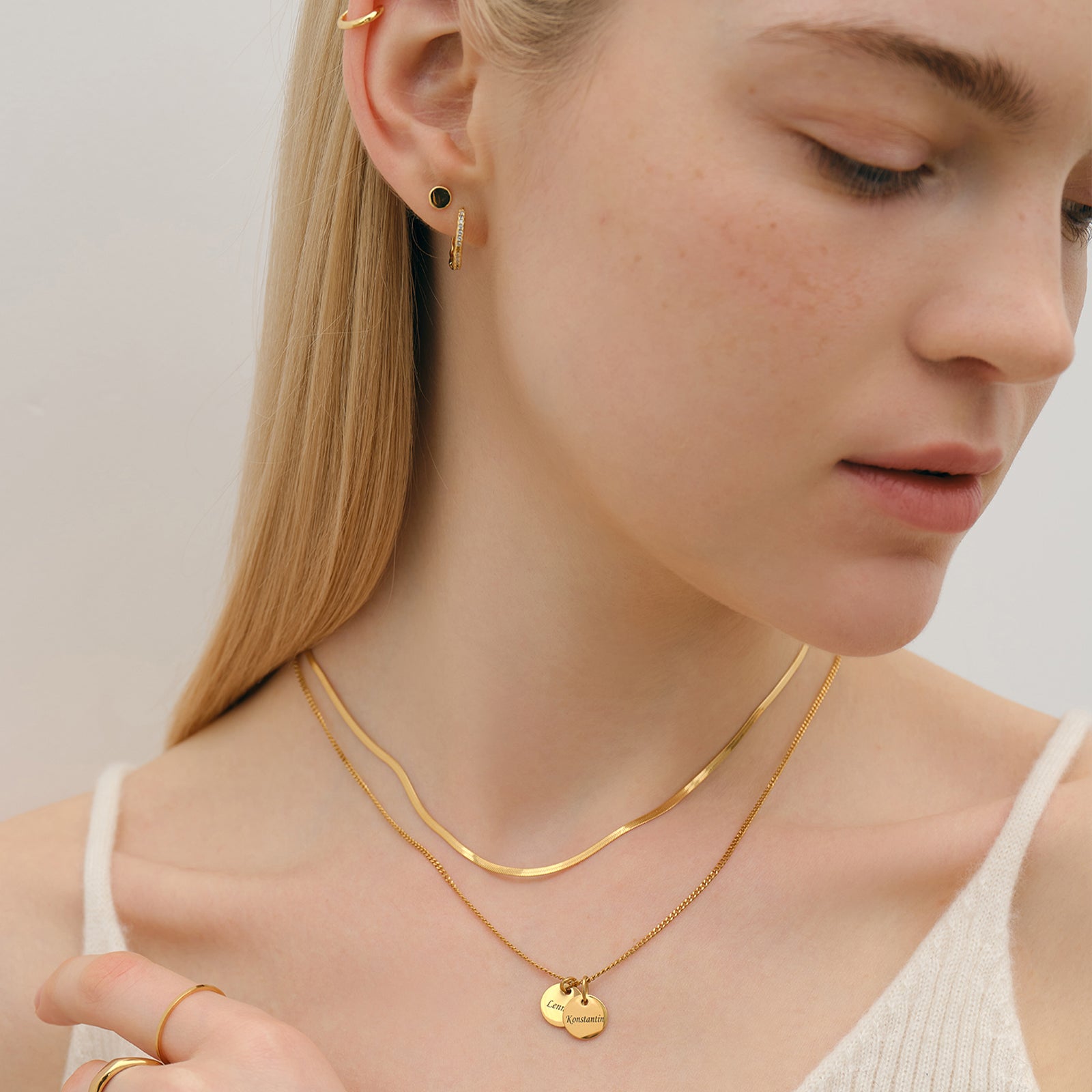 Personalisierte Kette mit rundem Plättchen - 925er Sterling Silber