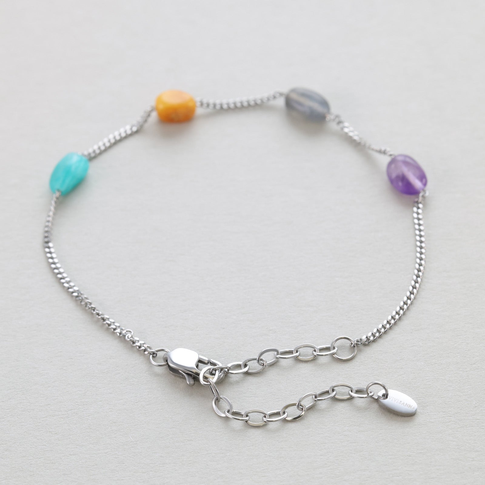 Energiearmband aus Edelstahl mit Natursteinen - Individuell kombinierbar Damen Armband VIVIANNASCHMUCK