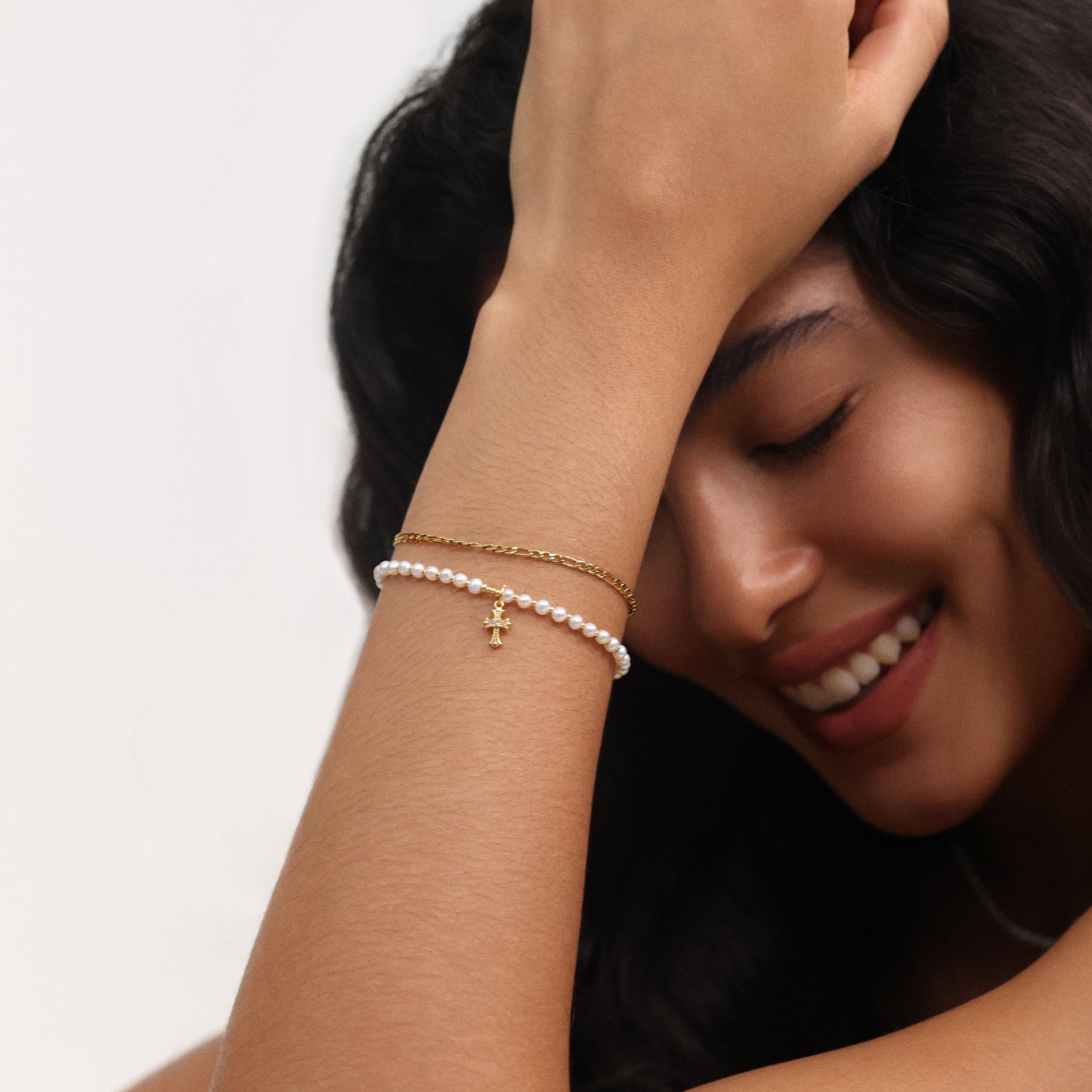 Freshwater pearl bracelet with customizable pendant - 925 sterling silver