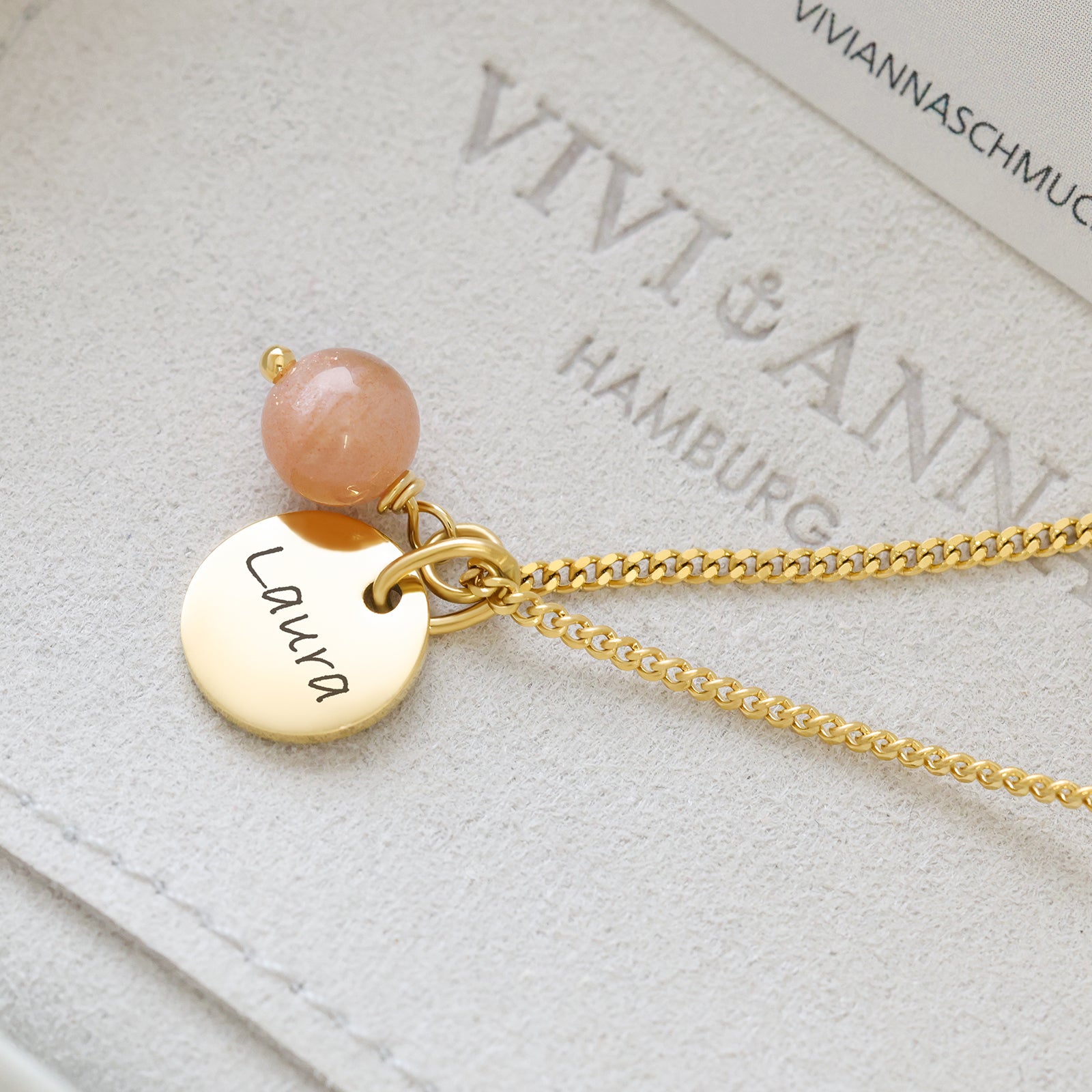 Natural Stone Hammered Necklace - 925 Sterling Silver