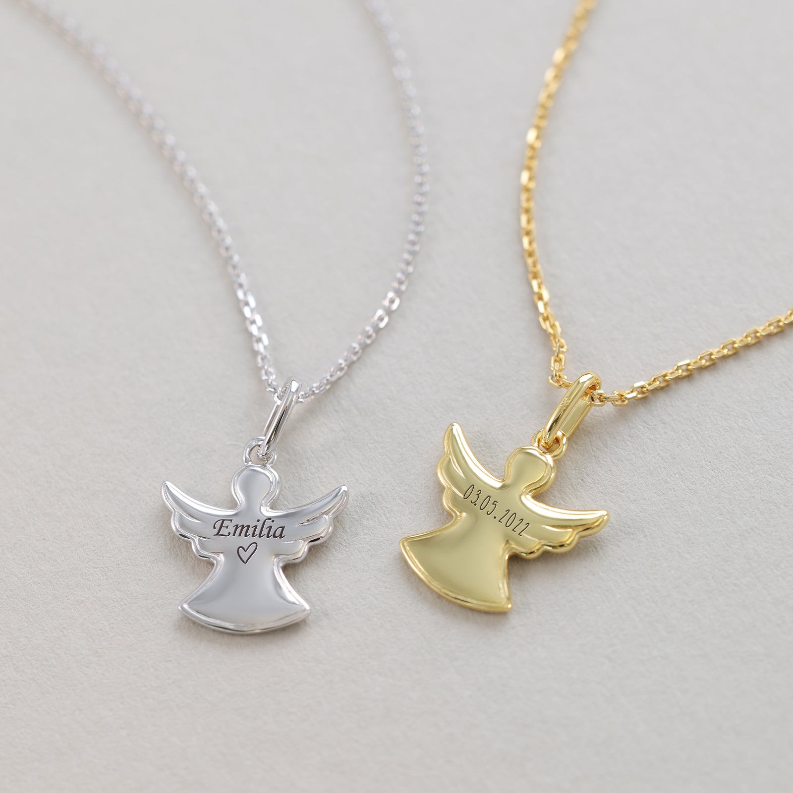 Schutzengel Halskette mit Gravur – 925 Sterling Silber Kinder Halsketten VIVIANNASCHMUCK