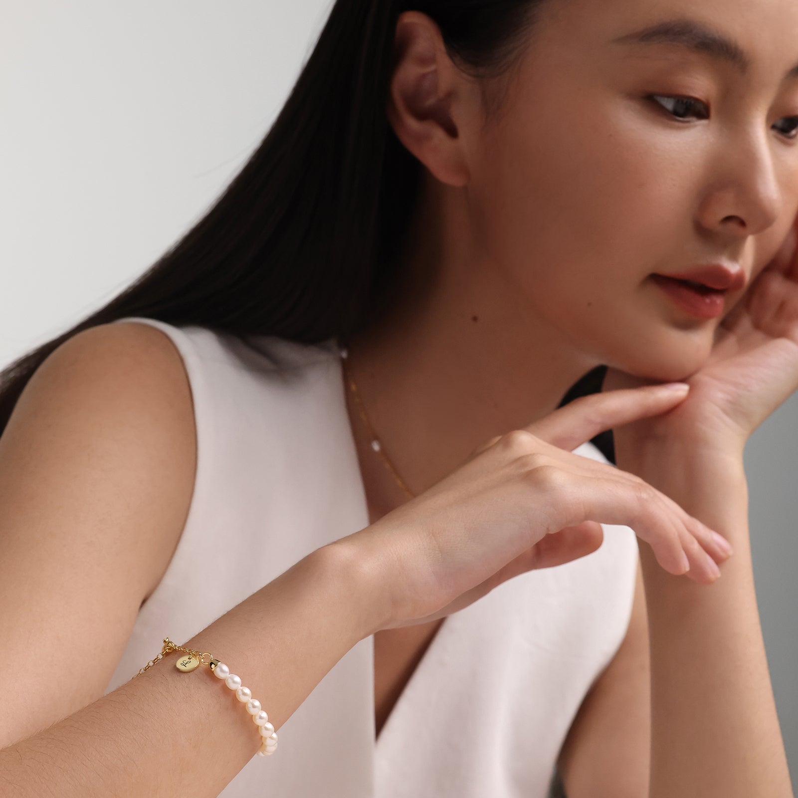 Perlenarmband mit echten Süßwasserperle - 925er Sterling Silber