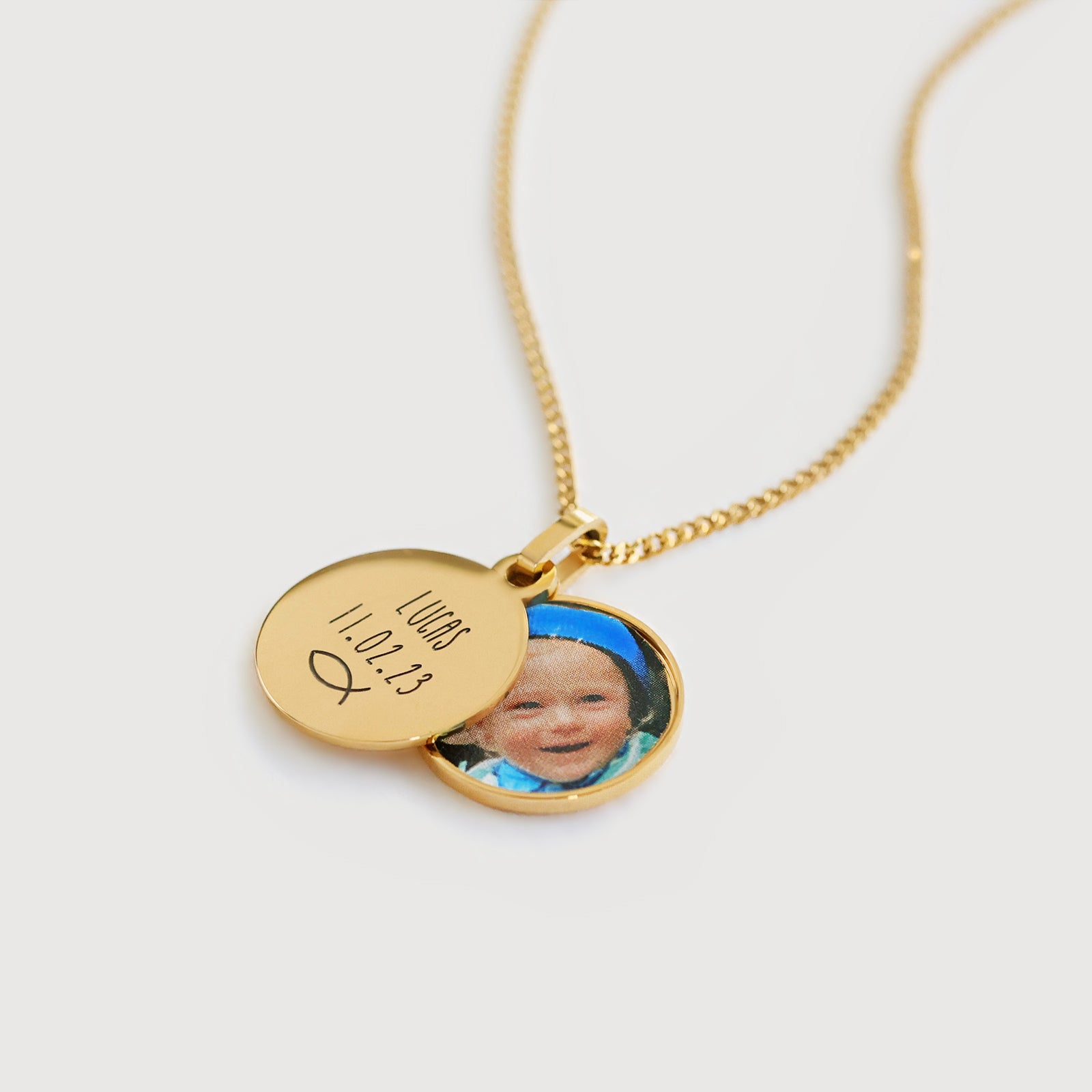 Individuelle Medaillonkette mit Foto und Wunschgravur