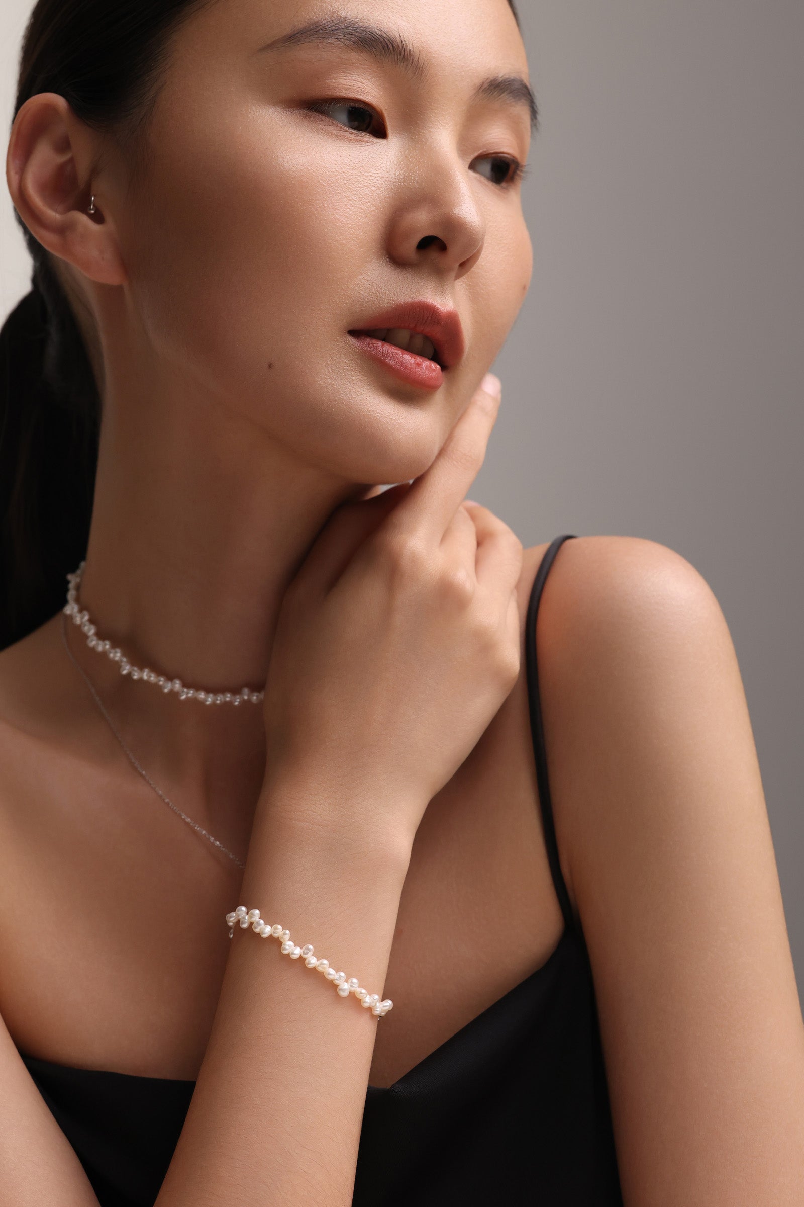 Süßwasserperlen-Armband in Spitzenoptik - 925er Sterling Silber