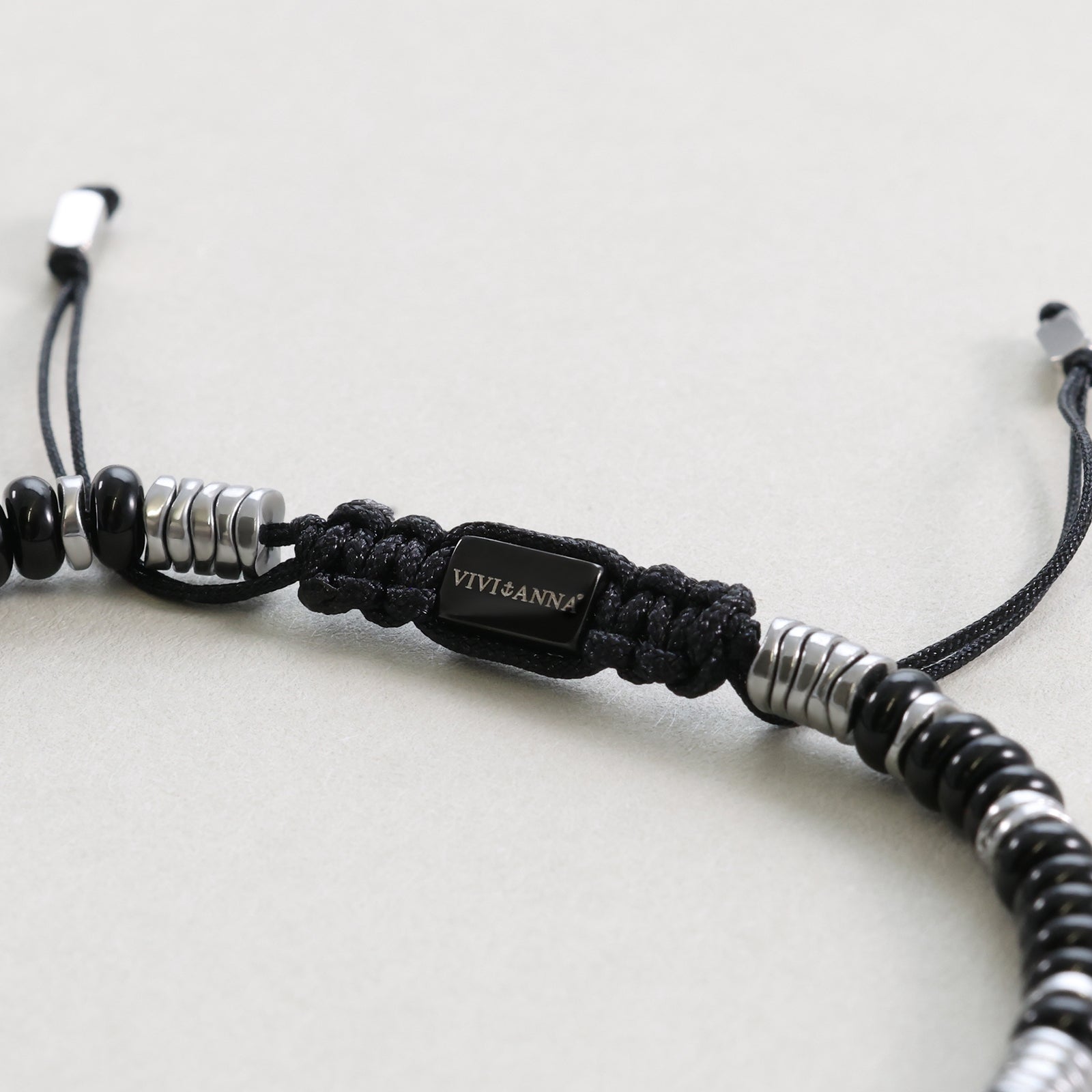 Edelsteinarmband mit schwarzem Onyx und Hämatit - verstellbar Herren Armband VIVIANNASCHMUCK