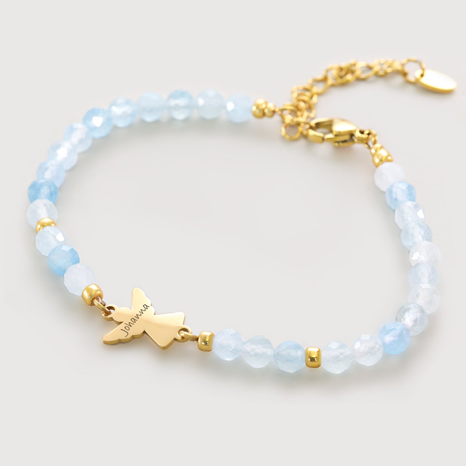 Aquamarin Armband mit Engelanhänger
