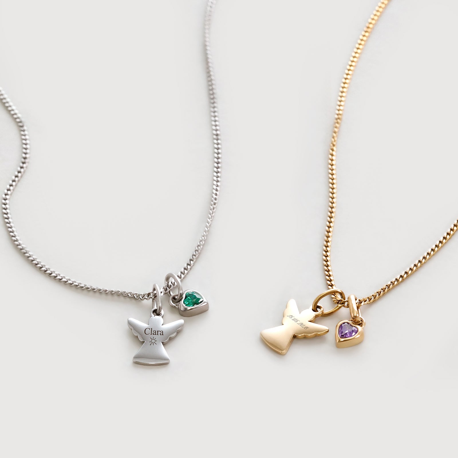 Schutzengel Halskette mit Geburtsstein