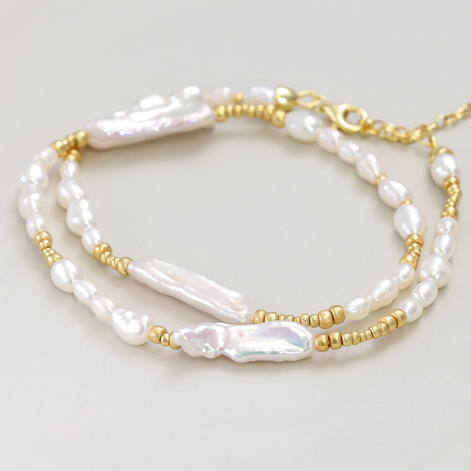 Süßwasserperlenkette mit länglichen & unregelmäßigen Perlen – 925er Silber