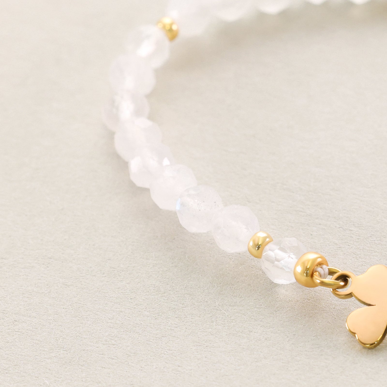 Glücksarmband mit Mondstein & Kleeblatt Damen Armband VIVIANNASCHMUCK
