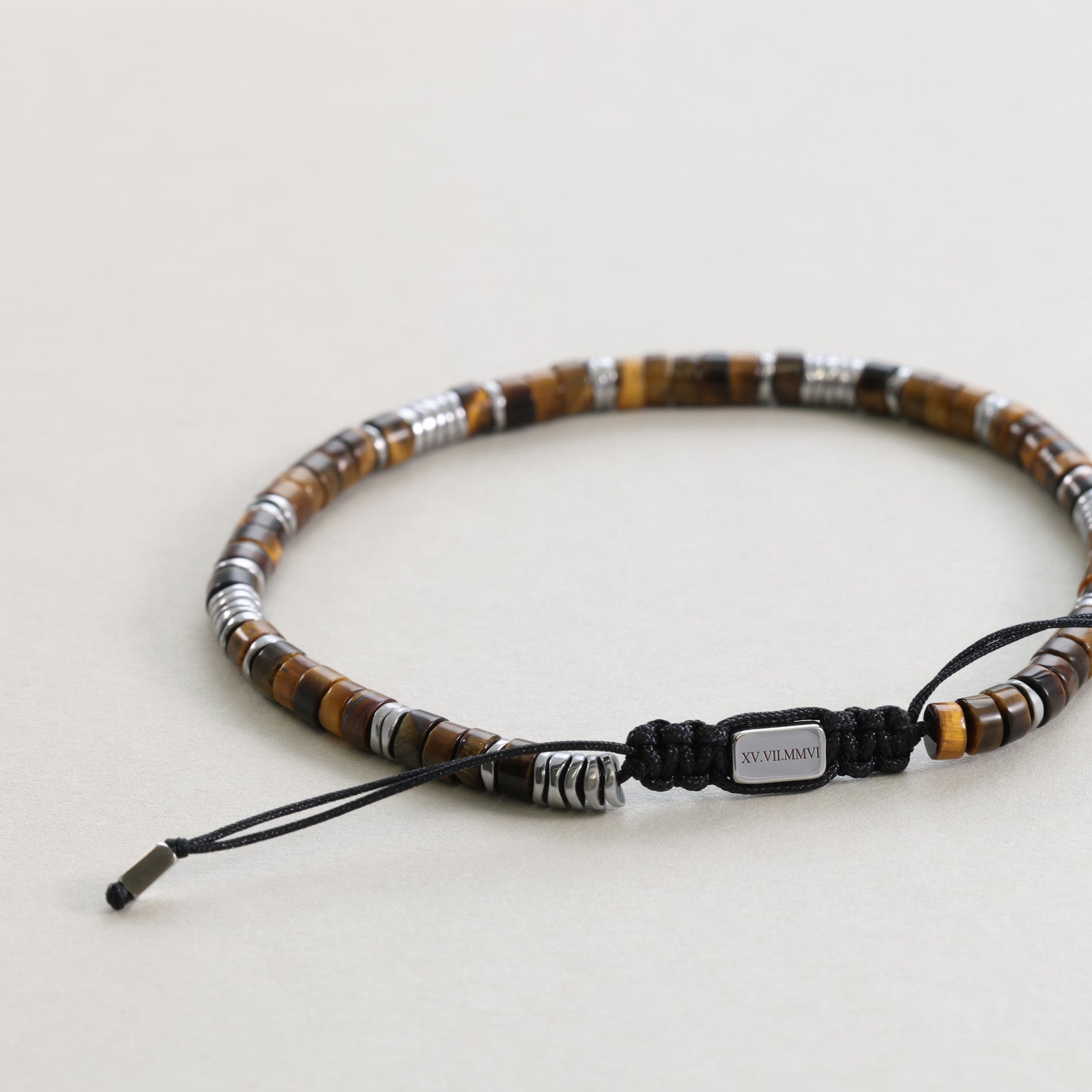 Edelsteinarmband mit Tigerauge und Hämatit - verstellbar Herren Armband VIVIANNASCHMUCK