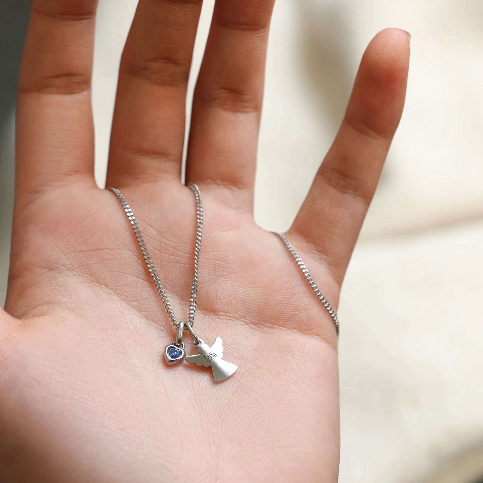 Schutzengel Halskette mit Geburtsstein Kinder Halsketten VIVIANNASCHMUCK