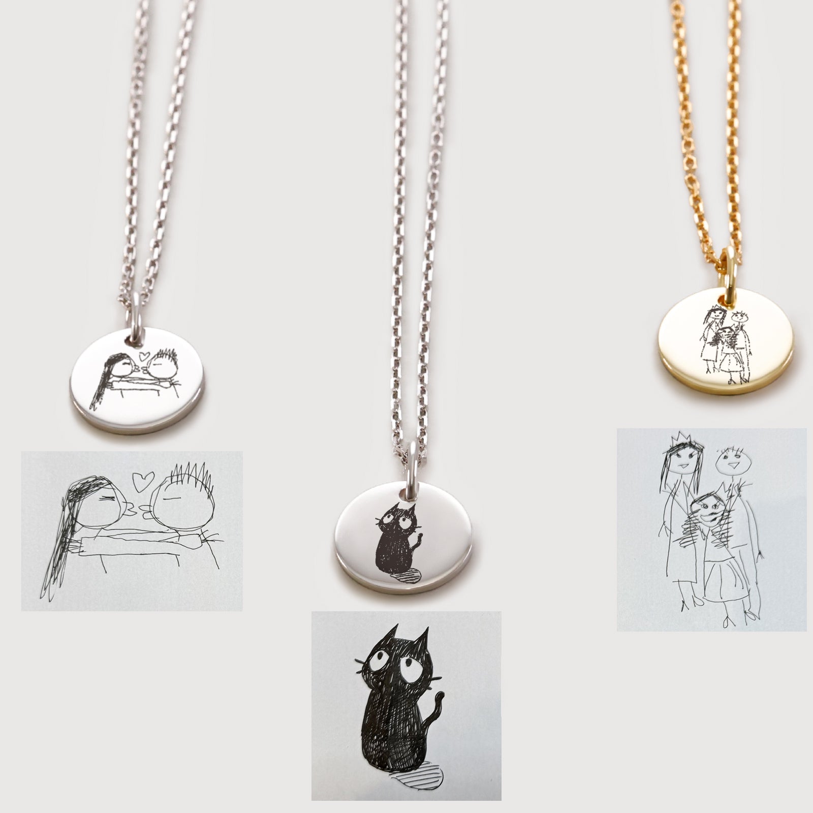 Kette mit eigener Handschrift oder Zeichnung - 925er Sterling Silber