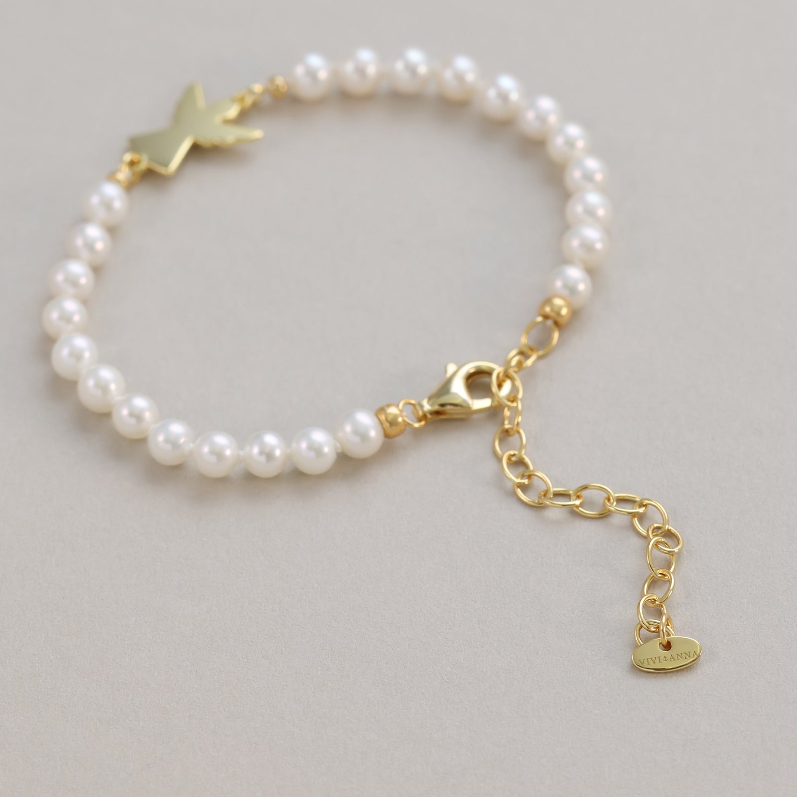 Schutzengel Perlenarmband mit Gravur - handgeknüpft - 925 Sterling Silber