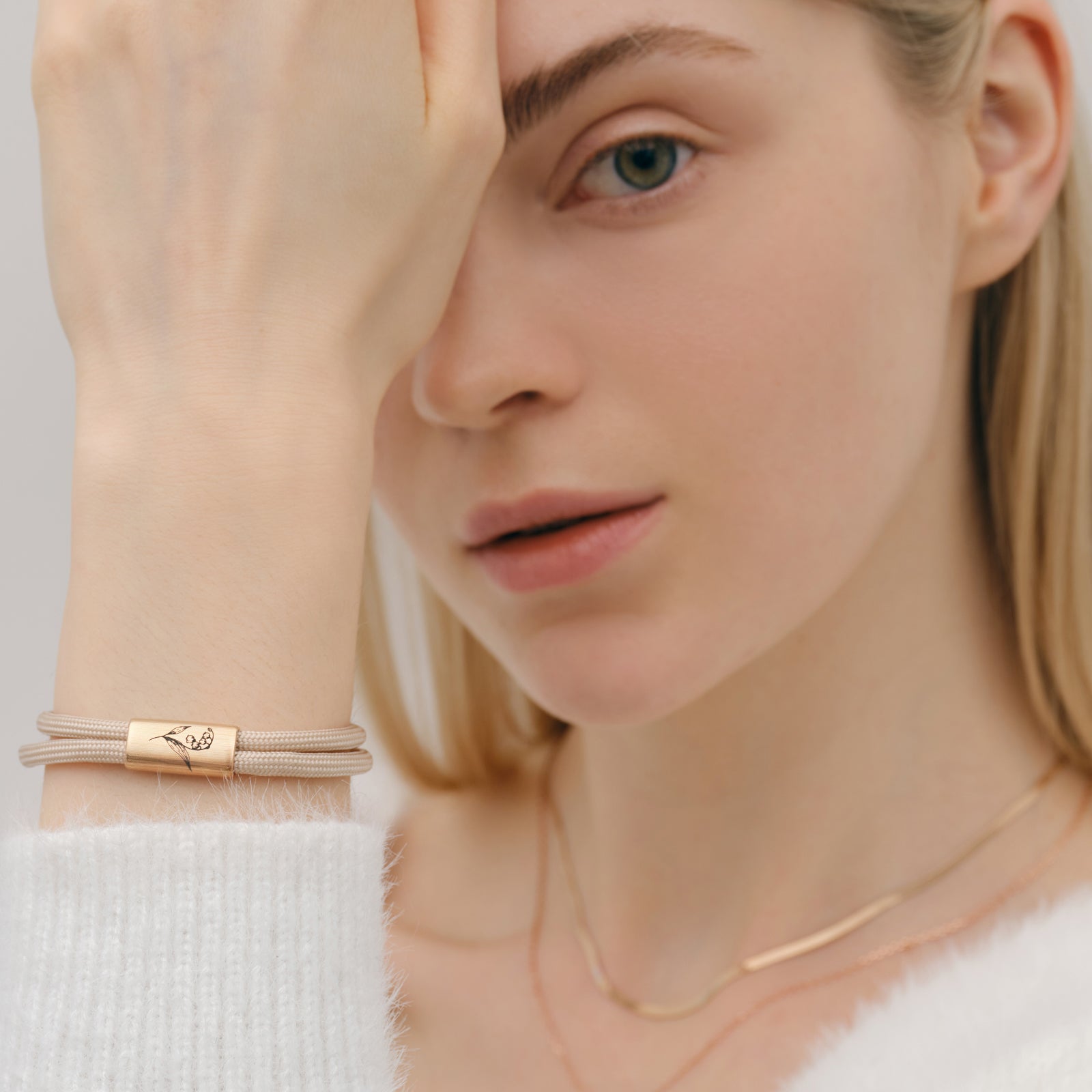 Geburtsblumen Armband aus Segeltau – mit Wunschgravur Damen Armband VIVIANNASCHMUCK