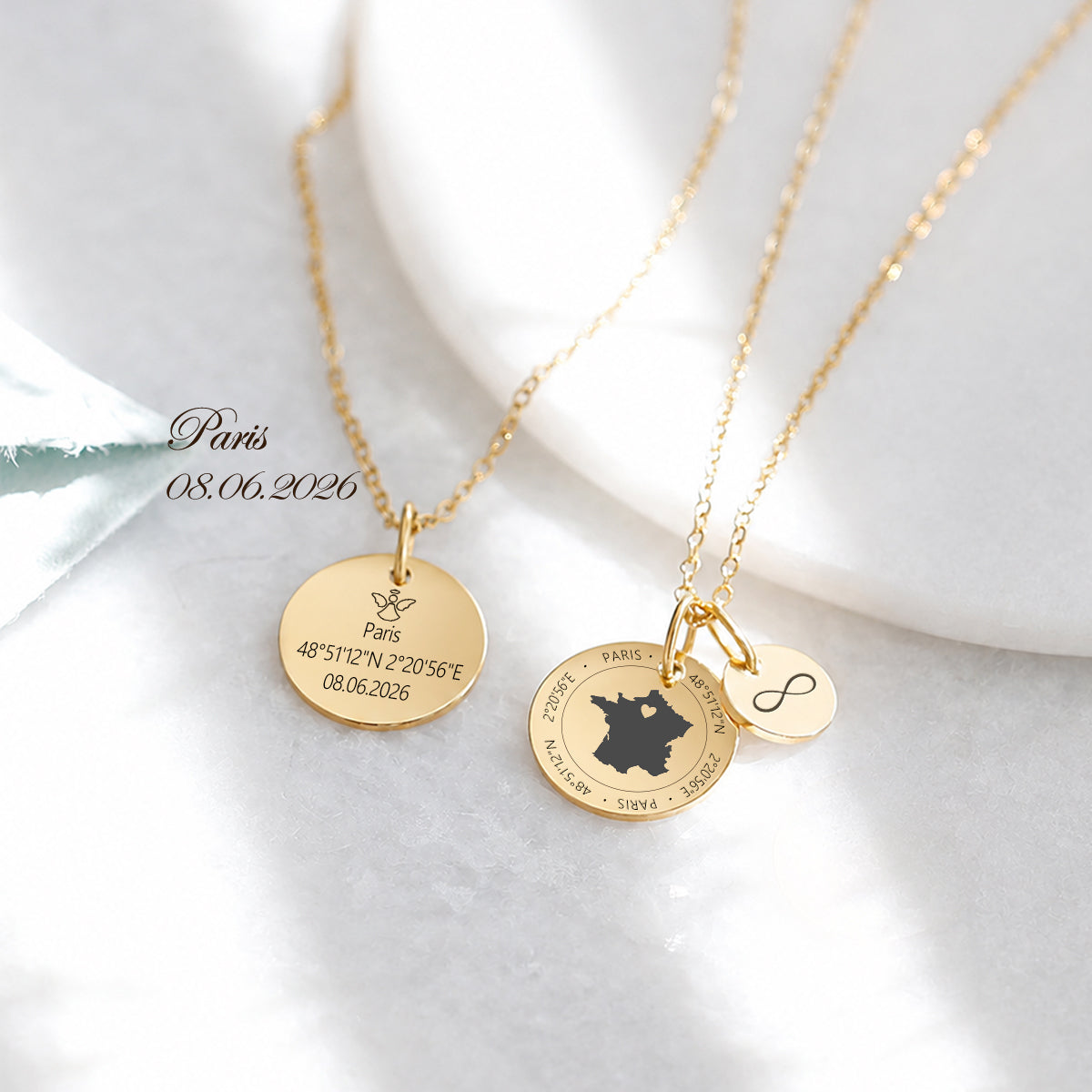 Herzensort – Personalisierte Länder-Kette mit Landkarte, Herz & Koordinaten Damen Halskette VIVIANNASCHMUCK