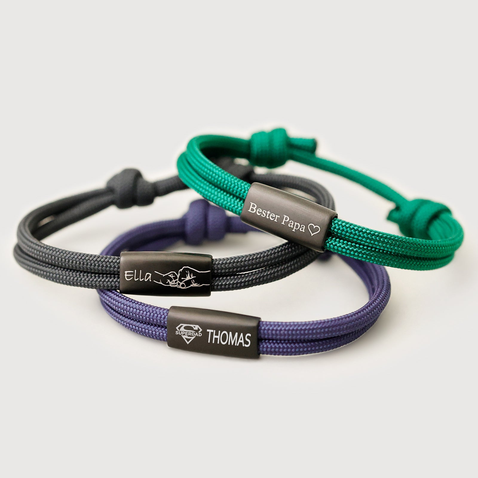 Personalisierbares Segeltau-Armband für Papa
