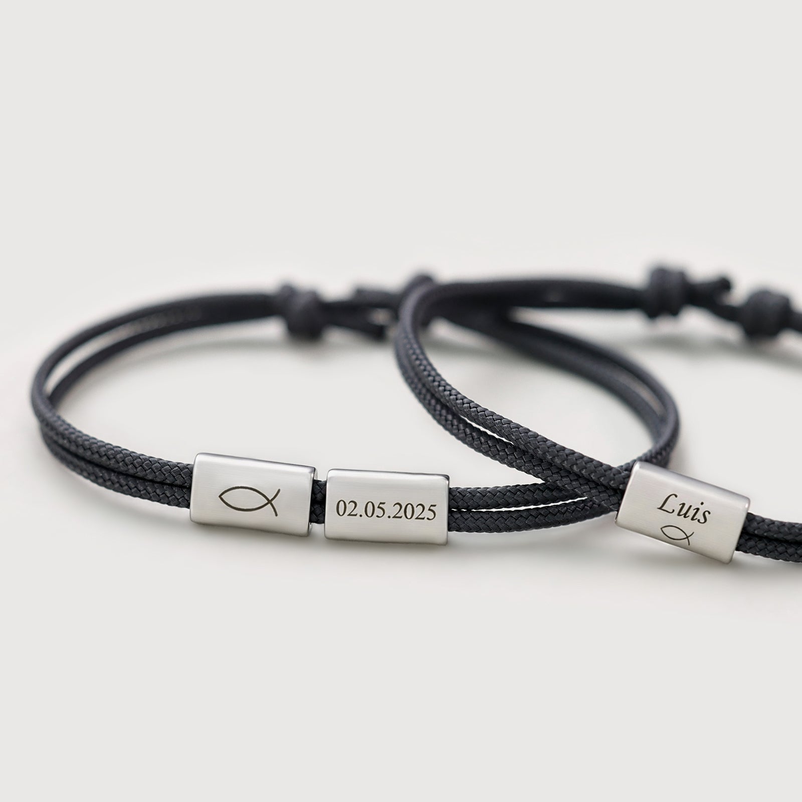 Segeltau Armband mit Gravur - Christliches Geschenk - Silber Kinder Armband VIVIANNASCHMUCK