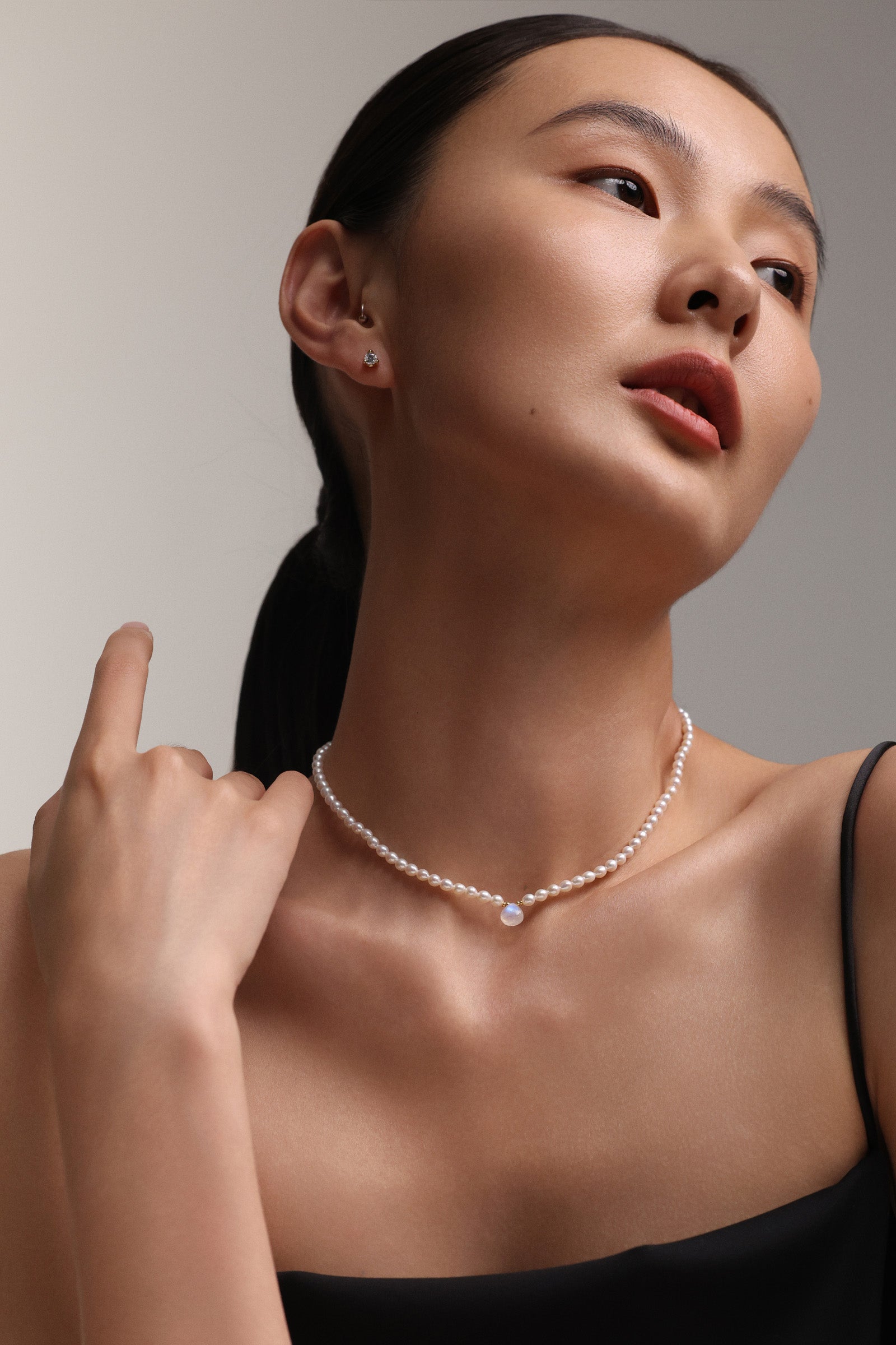 Süßwasserperlenkette mit Mondstein – 925 Sterling Silber