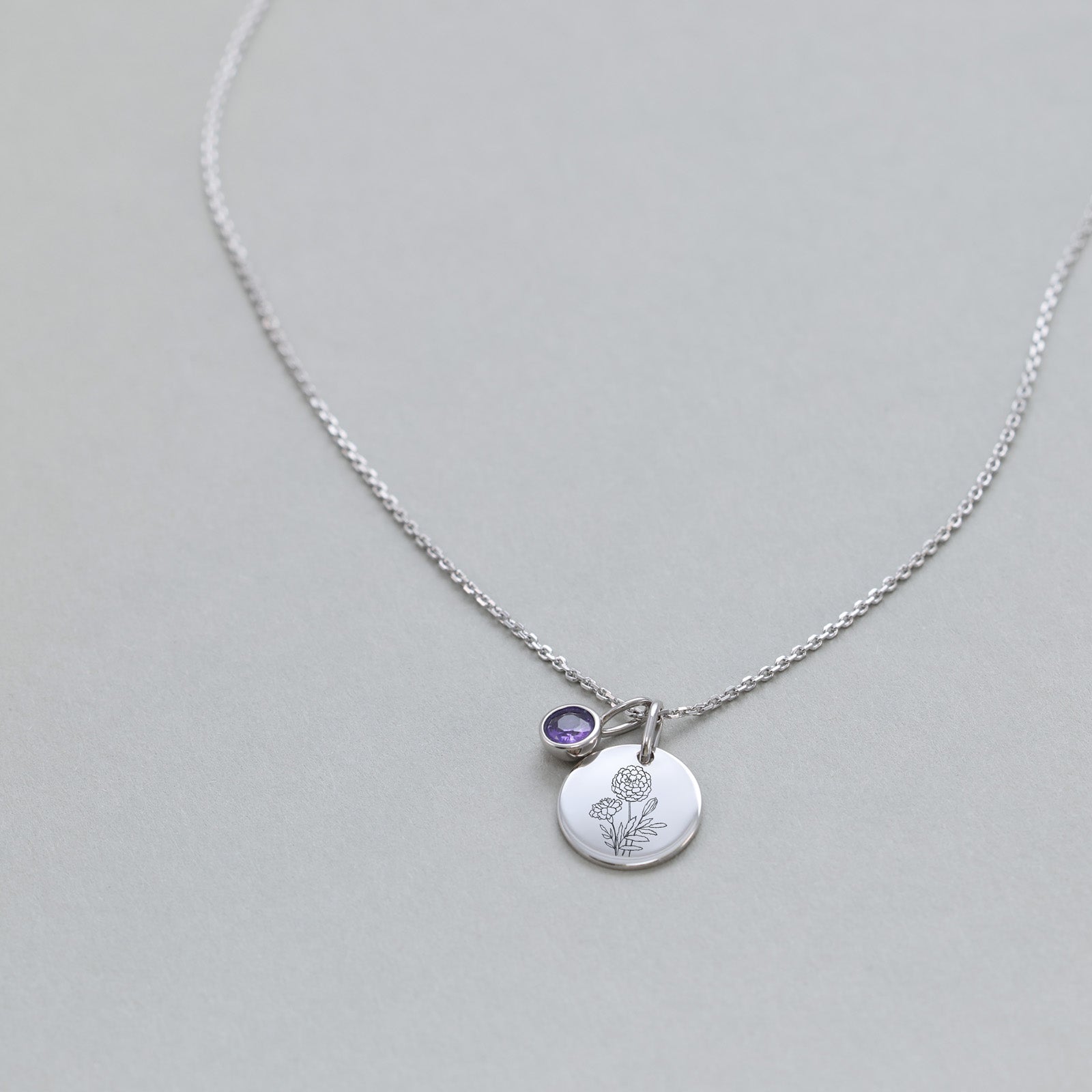 Personalisierte Geburtsblumen-Kette mit Geburtsstein – 925 Sterling Silber Damen Halskette VIVIANNASCHMUCK