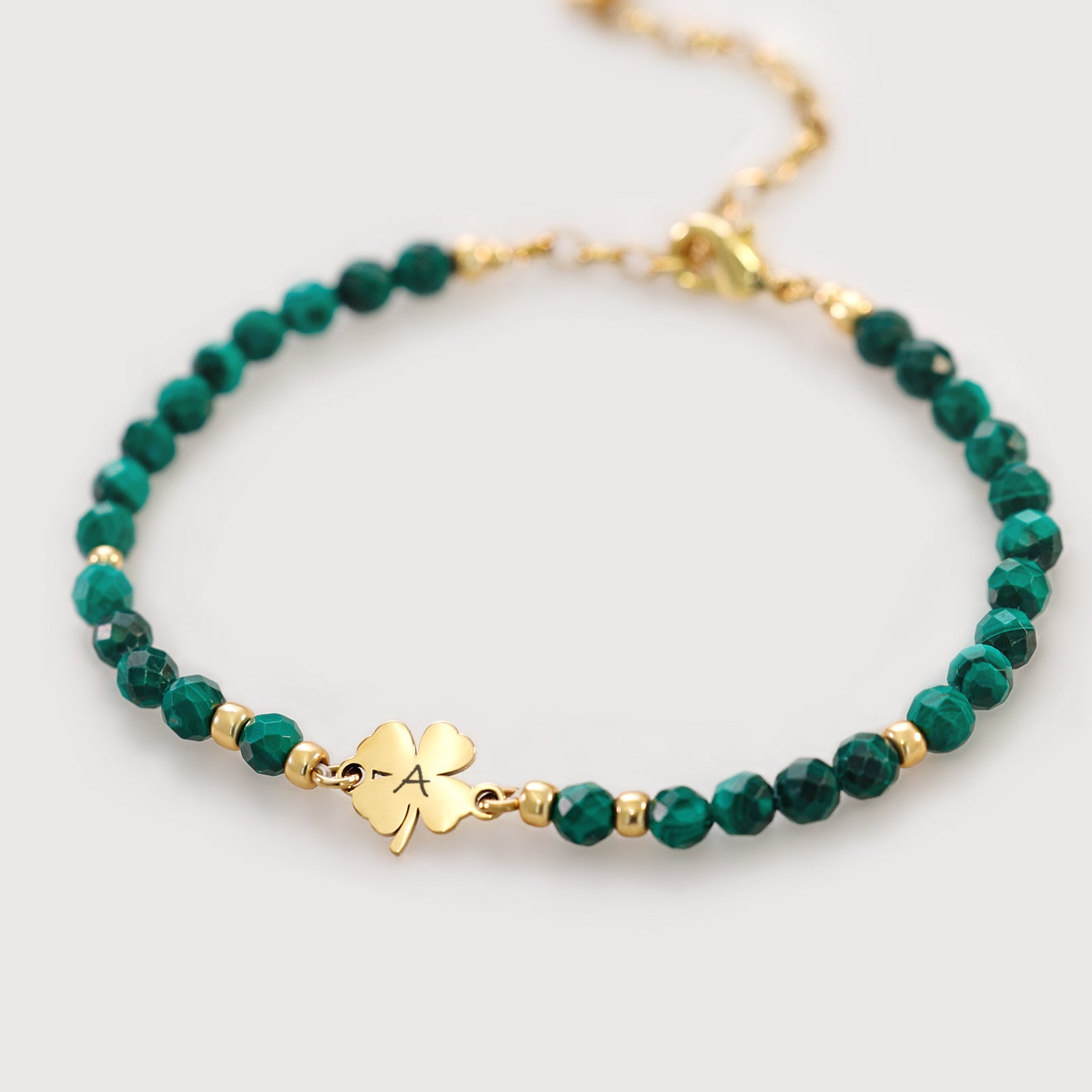 Malachit-Armband mit Kleeblatt