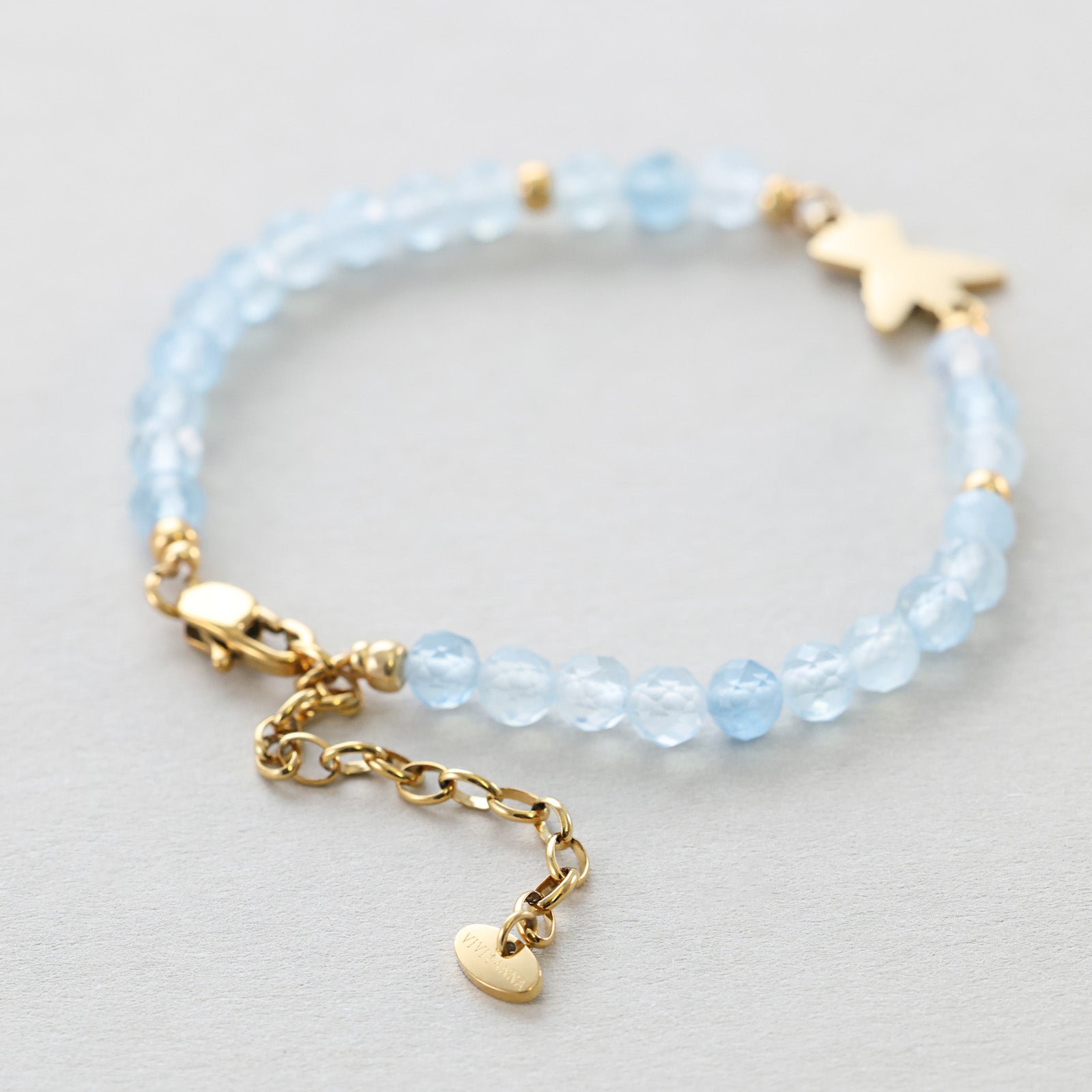 Aquamarin Armband mit Engelanhänger Damen Armband VIVIANNASCHMUCK