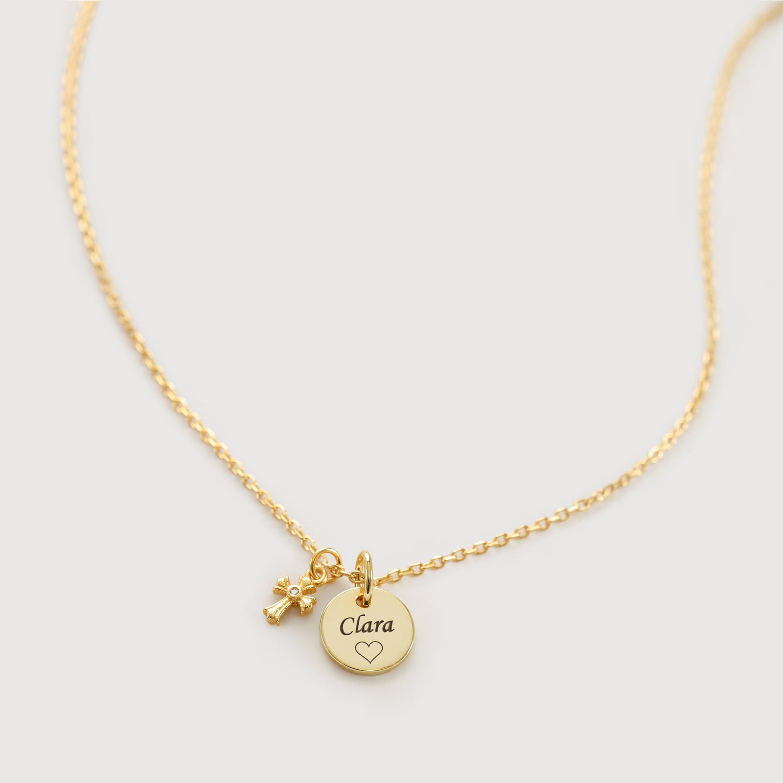 Gravurkette mit kleinem funkelnden Kreuz – 925 Sterling Silber