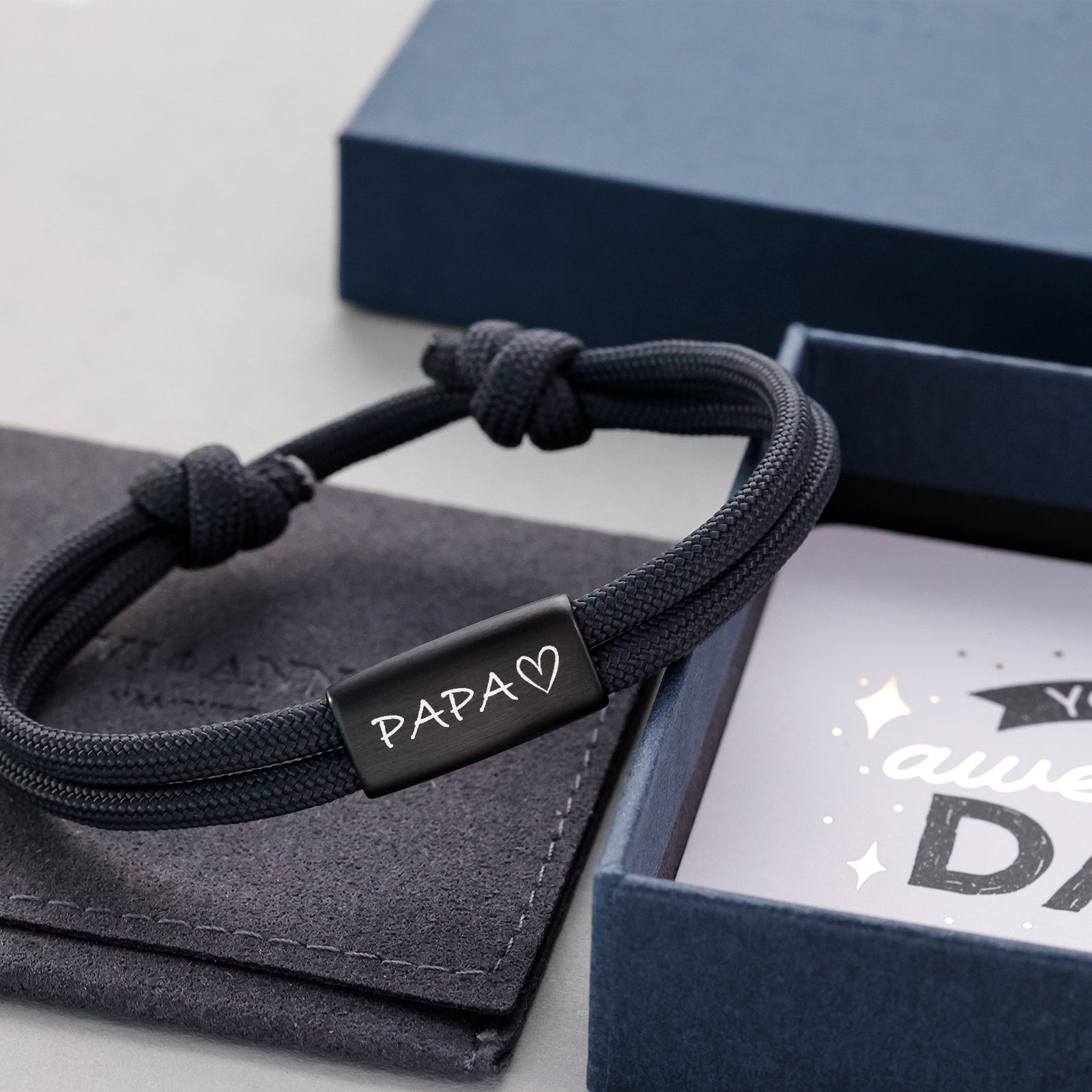 Personalisiertes Segeltau Armband - Geschenk für Papa mit Karte Herren Armband VIVIANNASCHMUCK