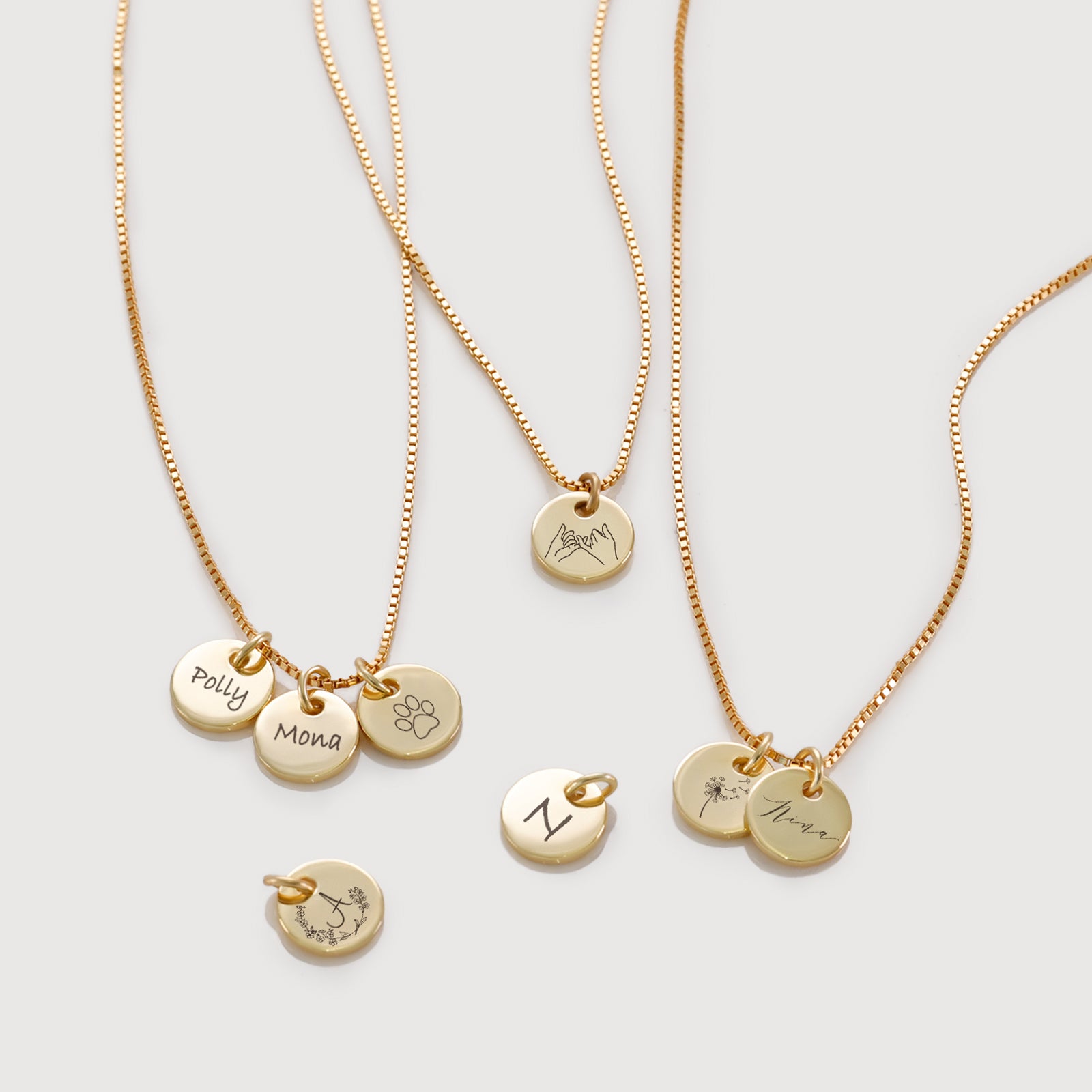 Mini-Plättchen-Namen Box Kette - 925er Sterling Silber