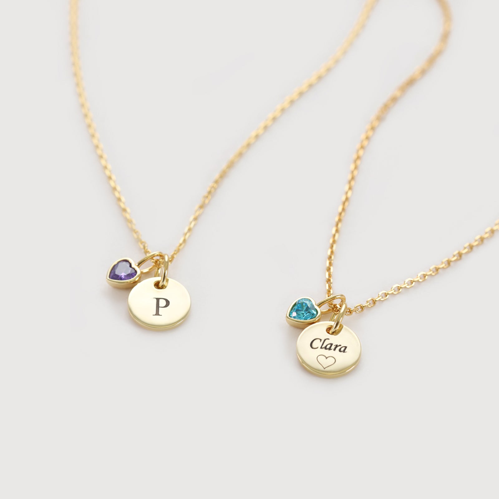 Personalisierte Kette mit Herz-Geburtsstein - 925 Sterling Silber