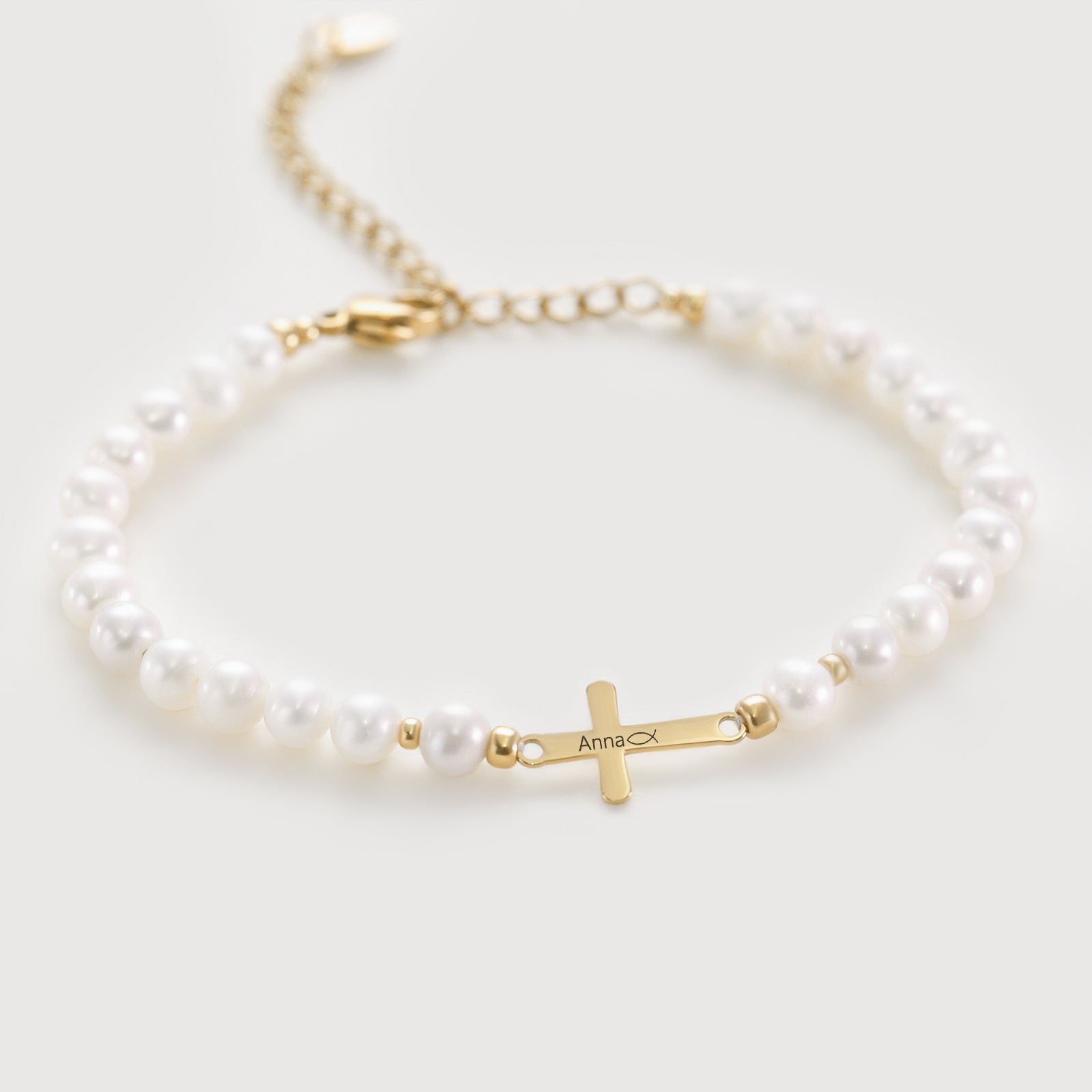 Freshwater Pearl Cross Bracelet - Communion Gift with Card