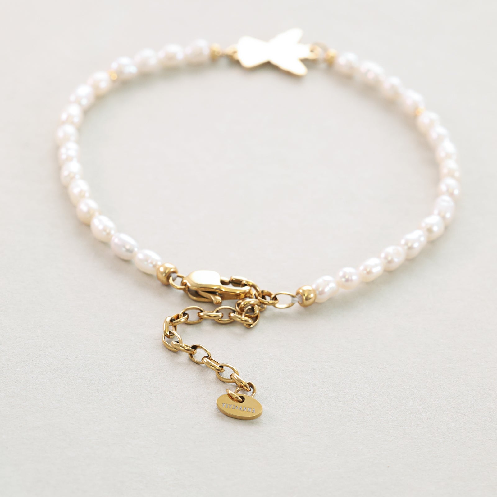 Personalized protective bracelet with guardian angel &amp; freshwater pearls