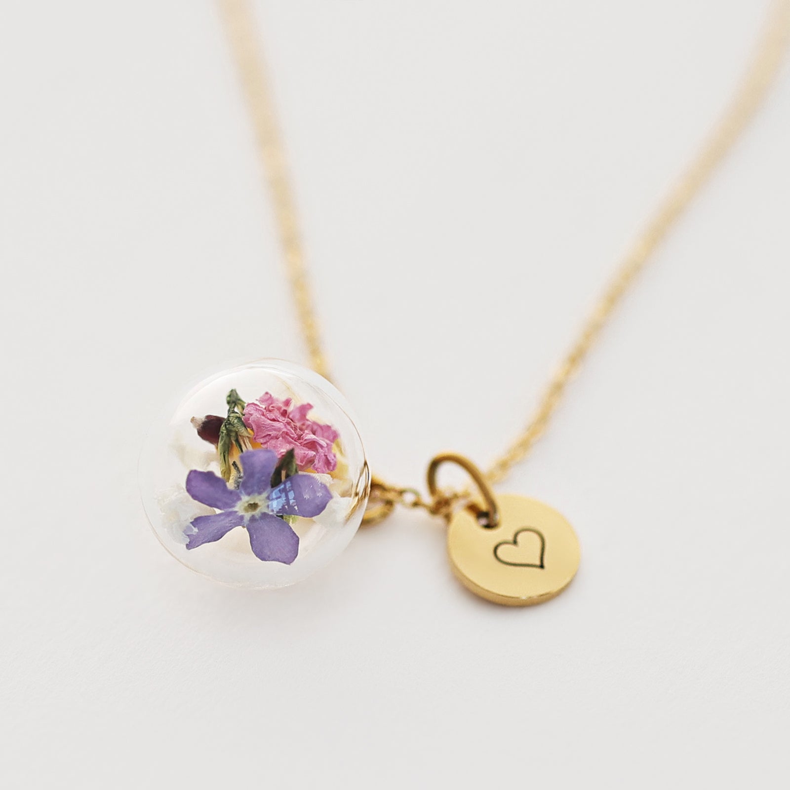Personalisierte Kette mit echten Blüten - 925er Sterling Silber