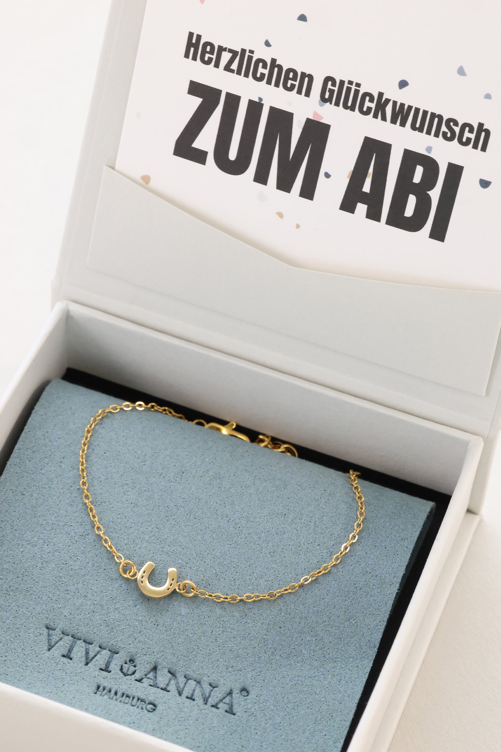 Hufeisen Armband als Glücksbringer – Geschenk zum Abschluss mit Karte Damen Armband VIVIANNASCHMUCK