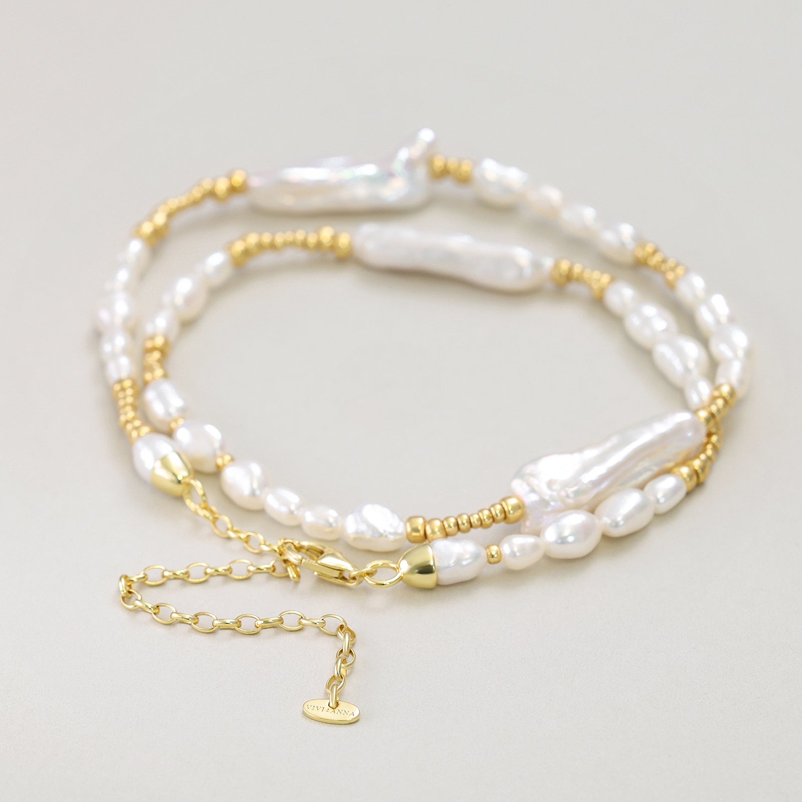 Süßwasserperlenkette mit länglichen & unregelmäßigen Perlen – 925er Silber