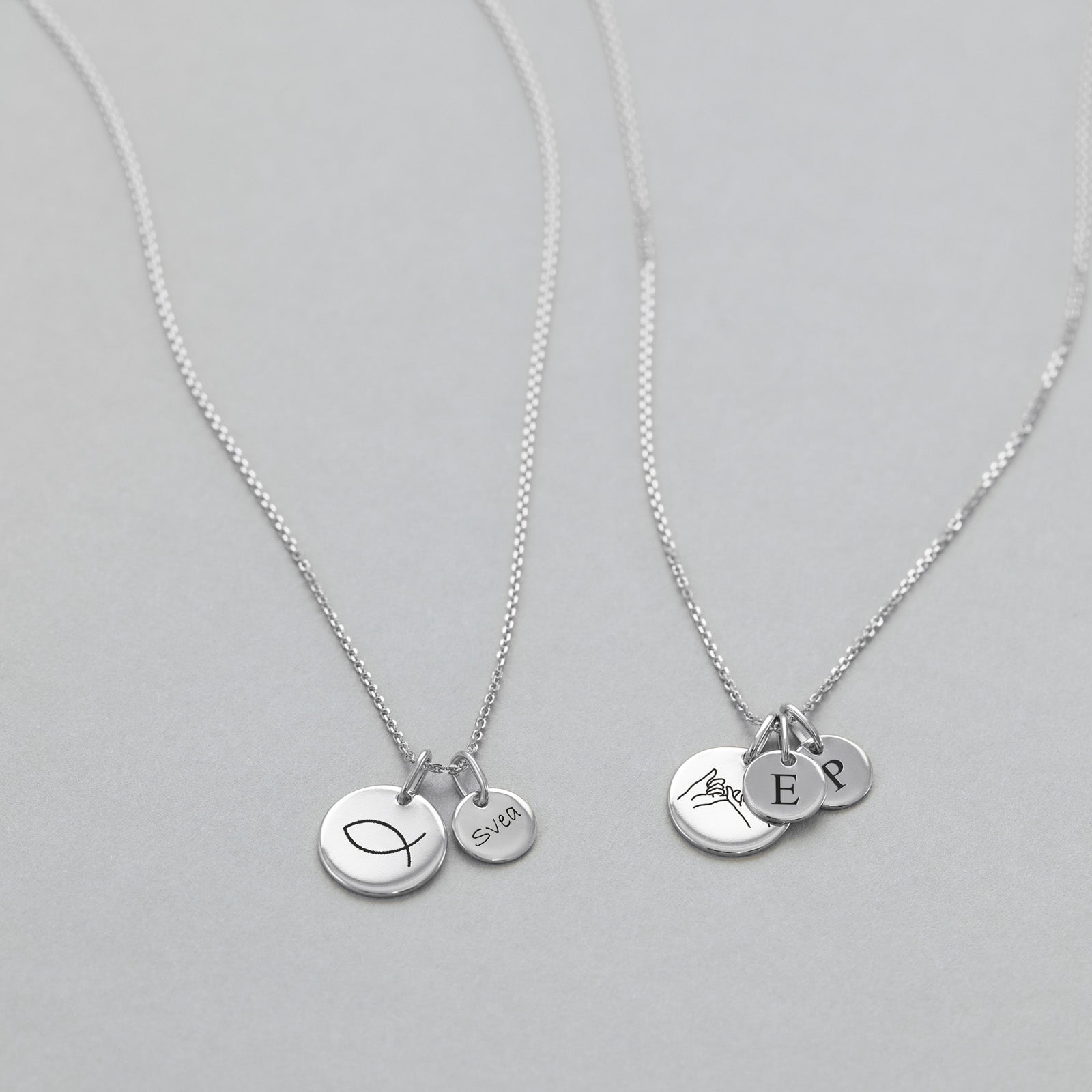 Personalisierte Familienkette mit großen und kleinen Gravurplättchen - 925 Sterling Silber Damen Halskette VIVIANNASCHMUCK