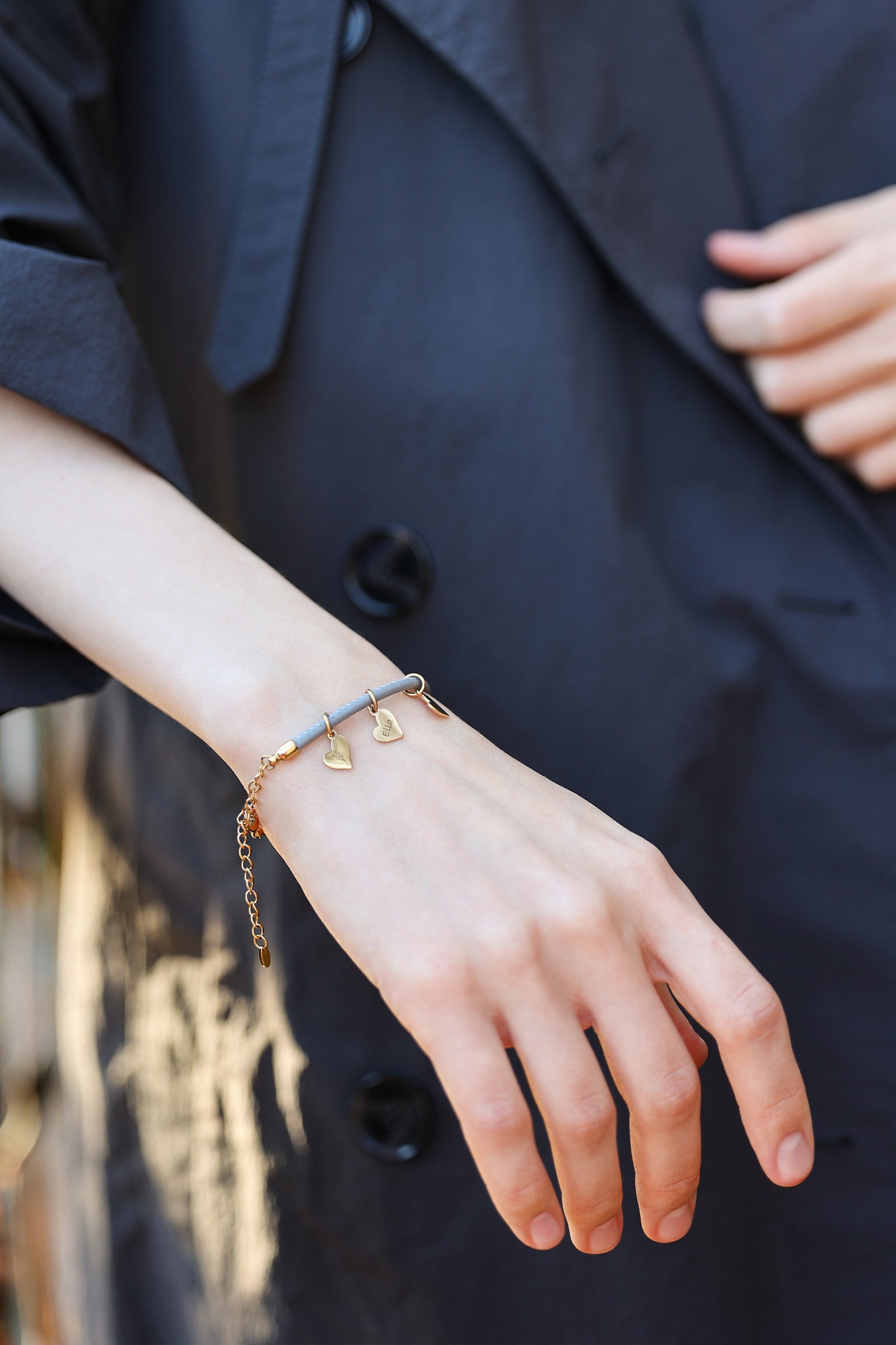 Herzanhänger-Lederarmband mit Gravur