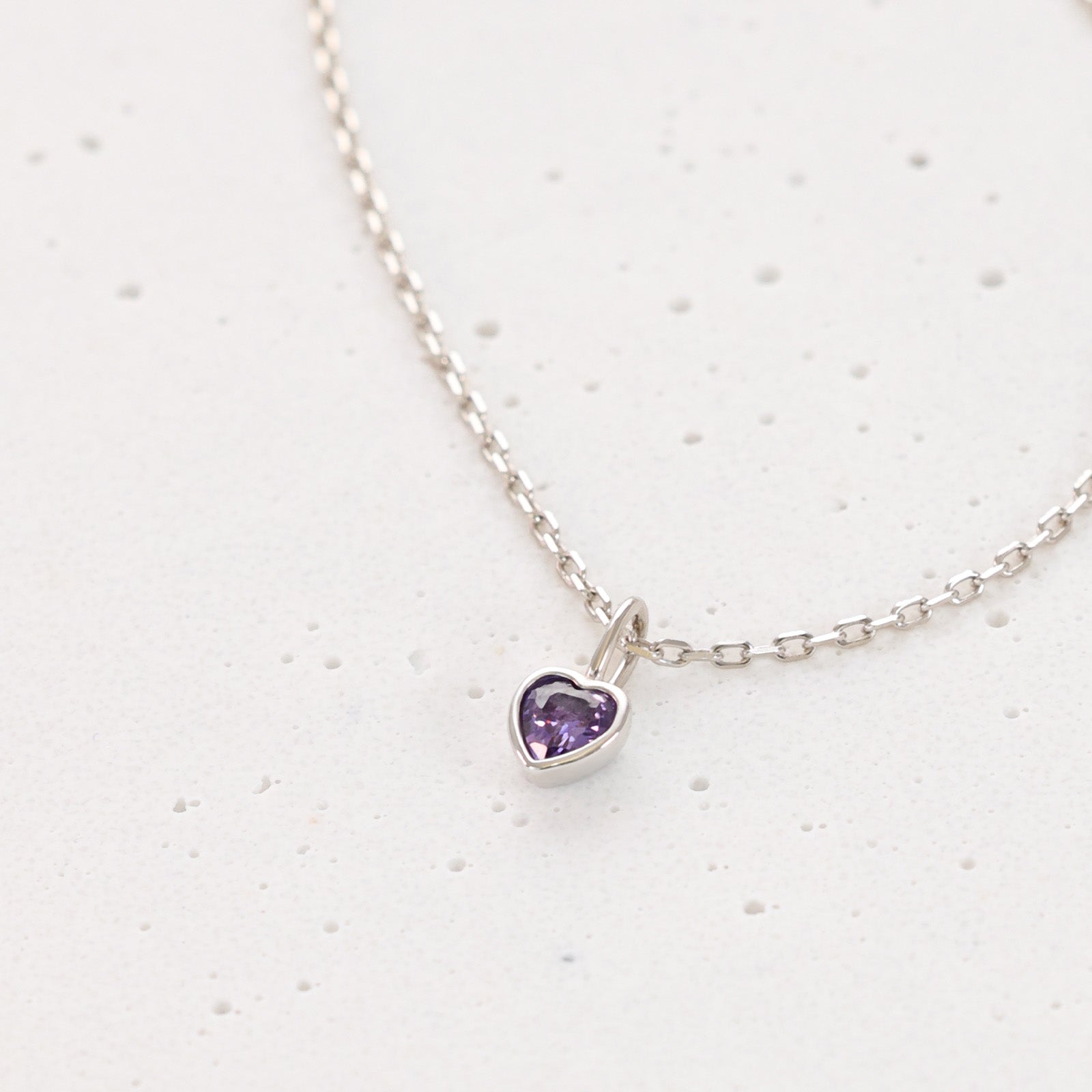 Geburtsstein-Kette mit herzförmigen Anhängern aus Zirkonia - 925 Sterling Silber