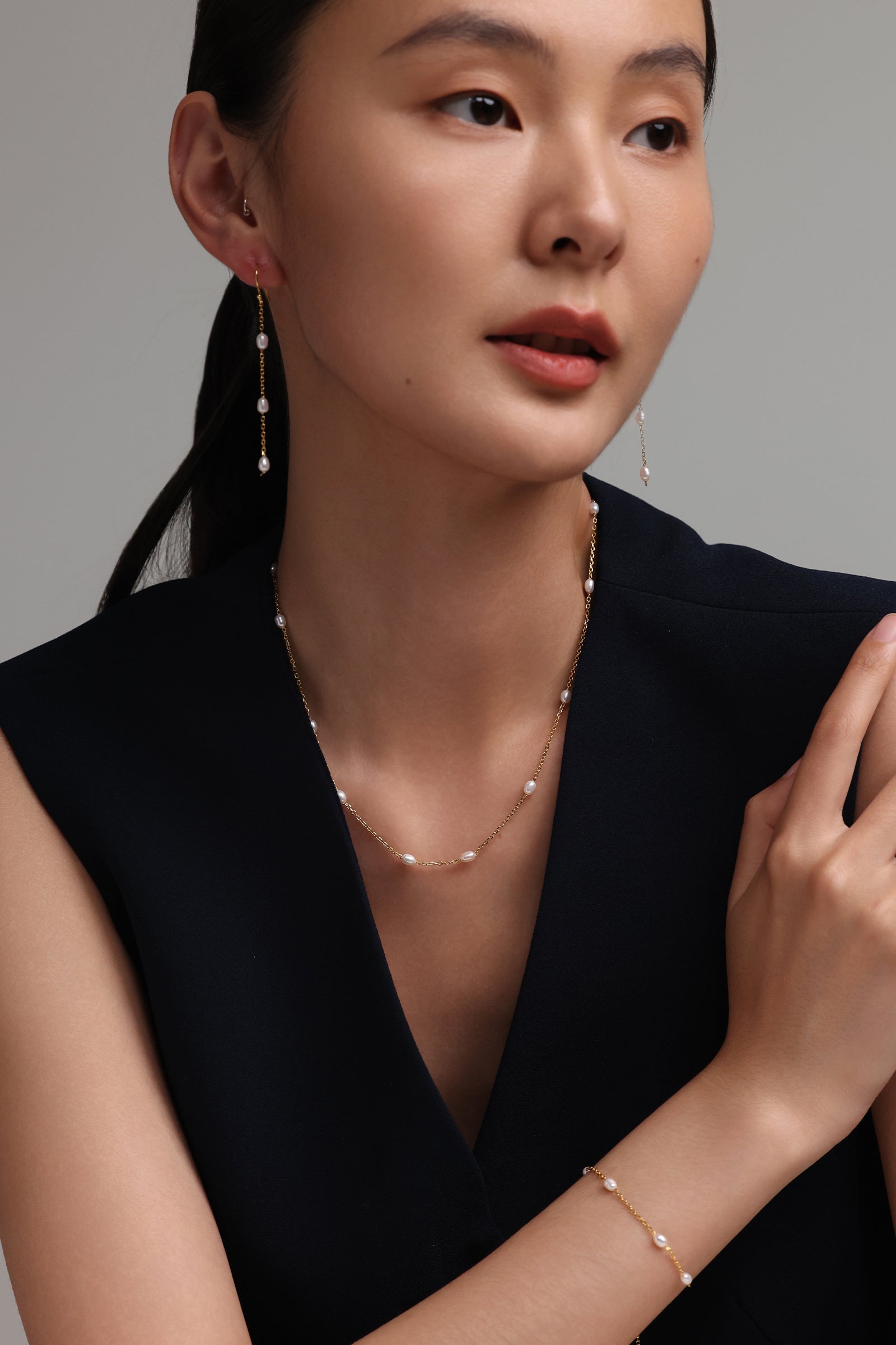 Zarte Kette mit Süßwasserperlen - 925 Sterling Silber Damen Halskette VIVIANNASCHMUCK