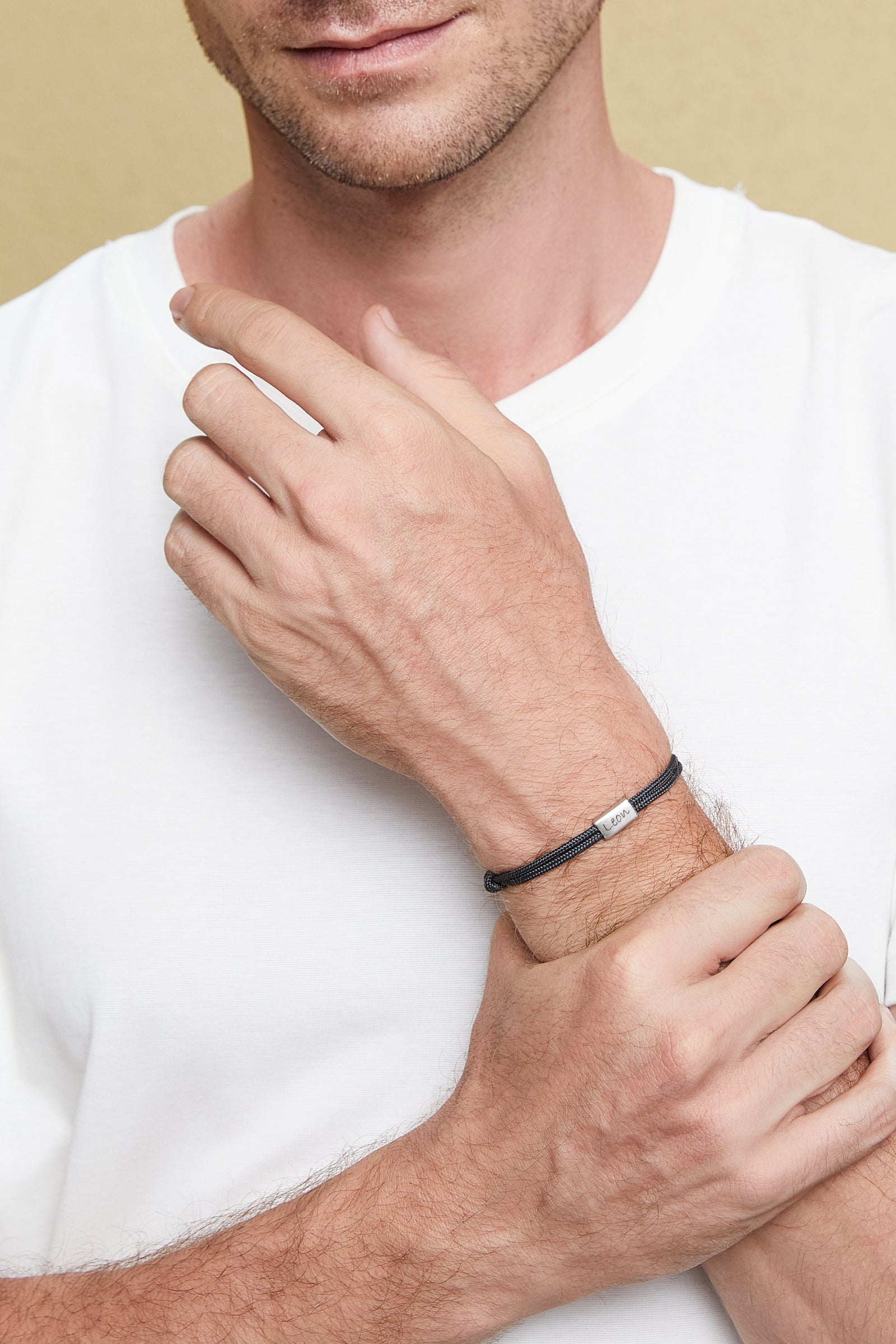 Feines Segeltau-Armband mit Gravur Herren Armband VIVIANNASCHMUCK